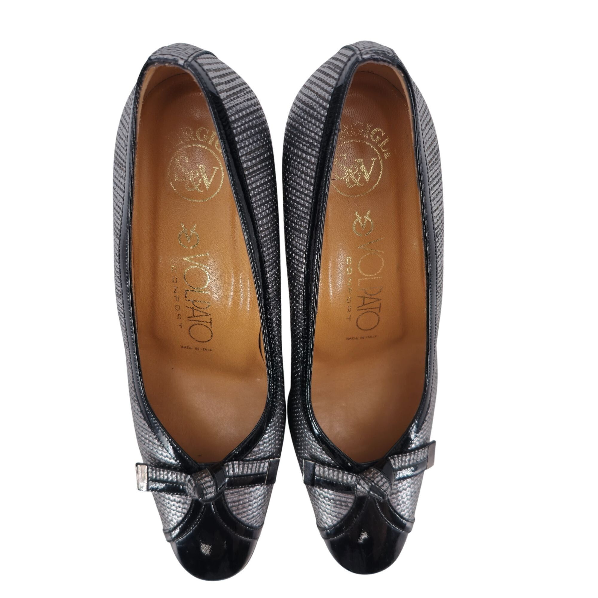 Other Volpato Italy Womens 7.5 / 38EU Black Gray Leather Pumps Size US 7.5 / IT 37.5 - 11 Thumbnail
