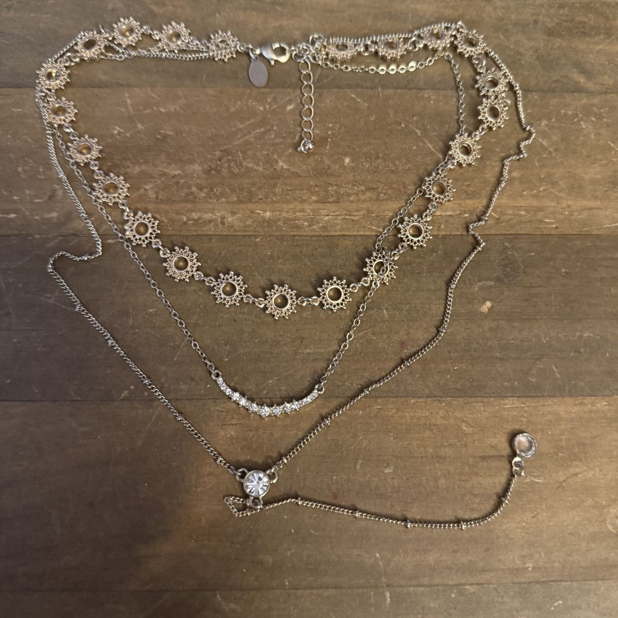 Express Express gold tone triple layered rhinestone Y necklace Size ONE SIZE - 2 Thumbnail