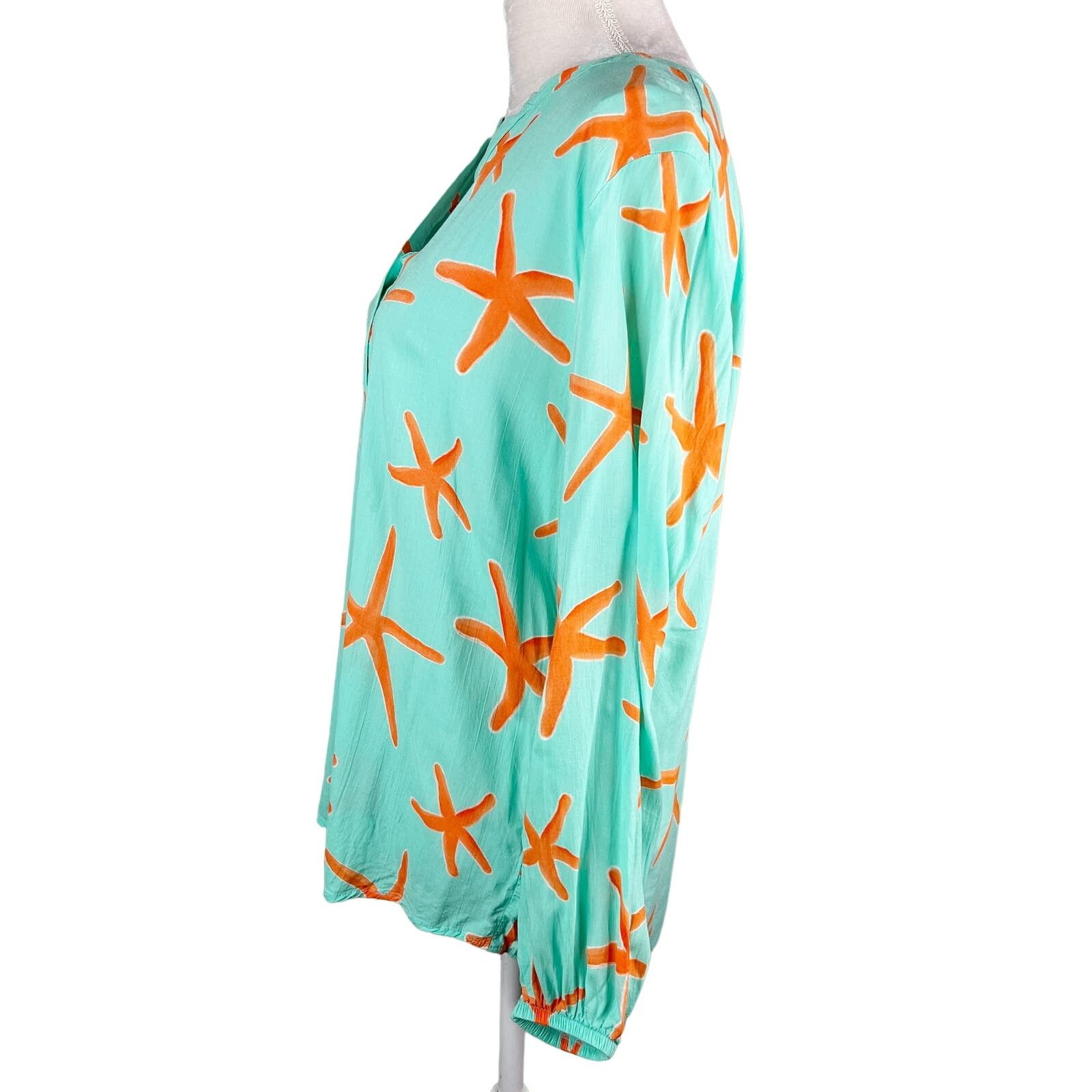 Other Haley and the Hound Starfish Button Down Blouse L Mint Coral Size L / US 10 / IT 46 - 6 Thumbnail