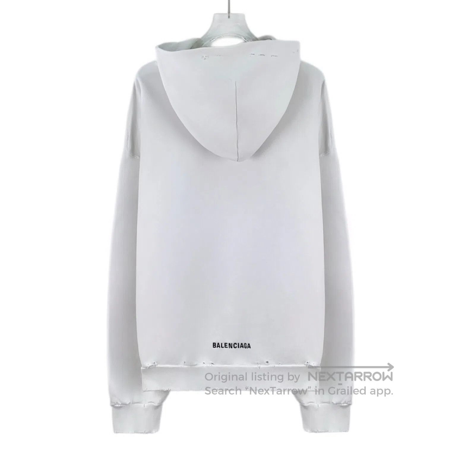 Balenciaga Balenciaga White hole design cotton hooded long sleeve swe Size US XS / EU 42 / 0 - 2 Thumbnail