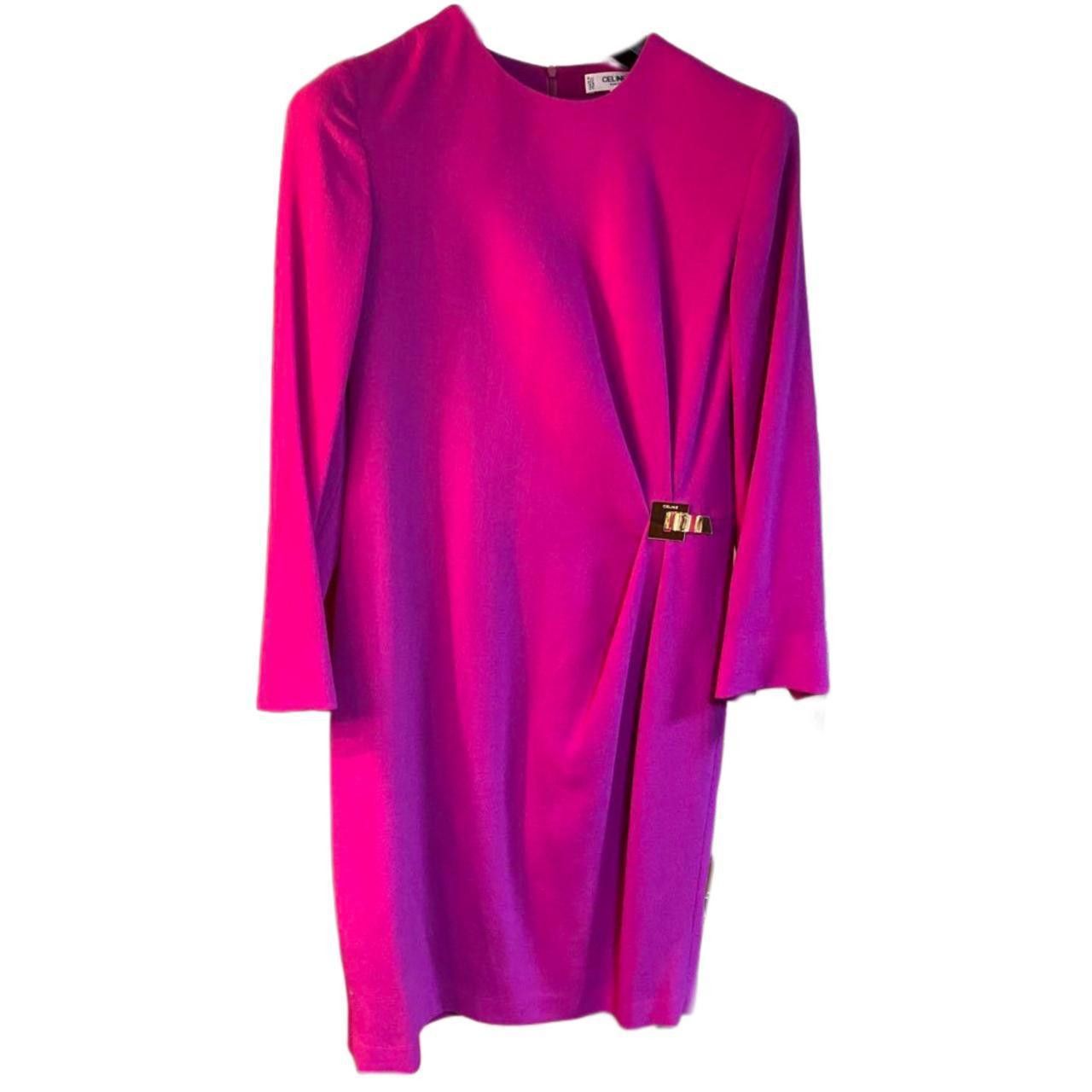 Celine Celine 3/4 Sleeve Pink LS Shift Dress w Gold Metal Buckle Size M / US 6-8 / IT 42-44 - 7 Thumbnail