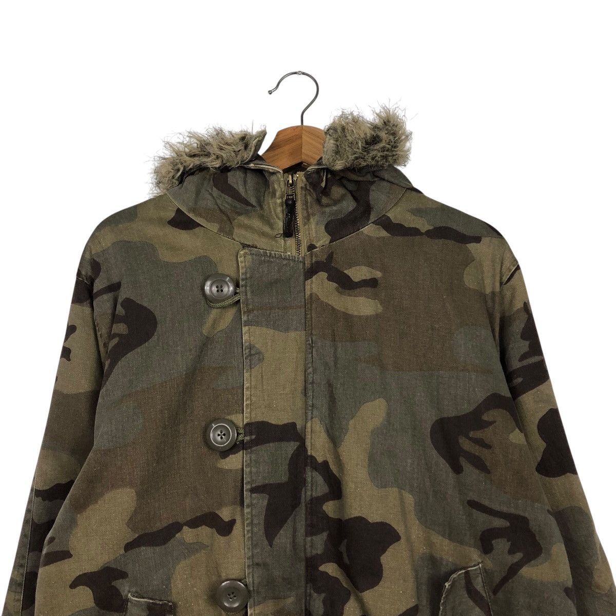 Japanese Brand 📌Vintage Bomber Jacket Camouflage Fur Hoodie Jinnee Size US L / EU 52-54 / 3 - 4 Thumbnail