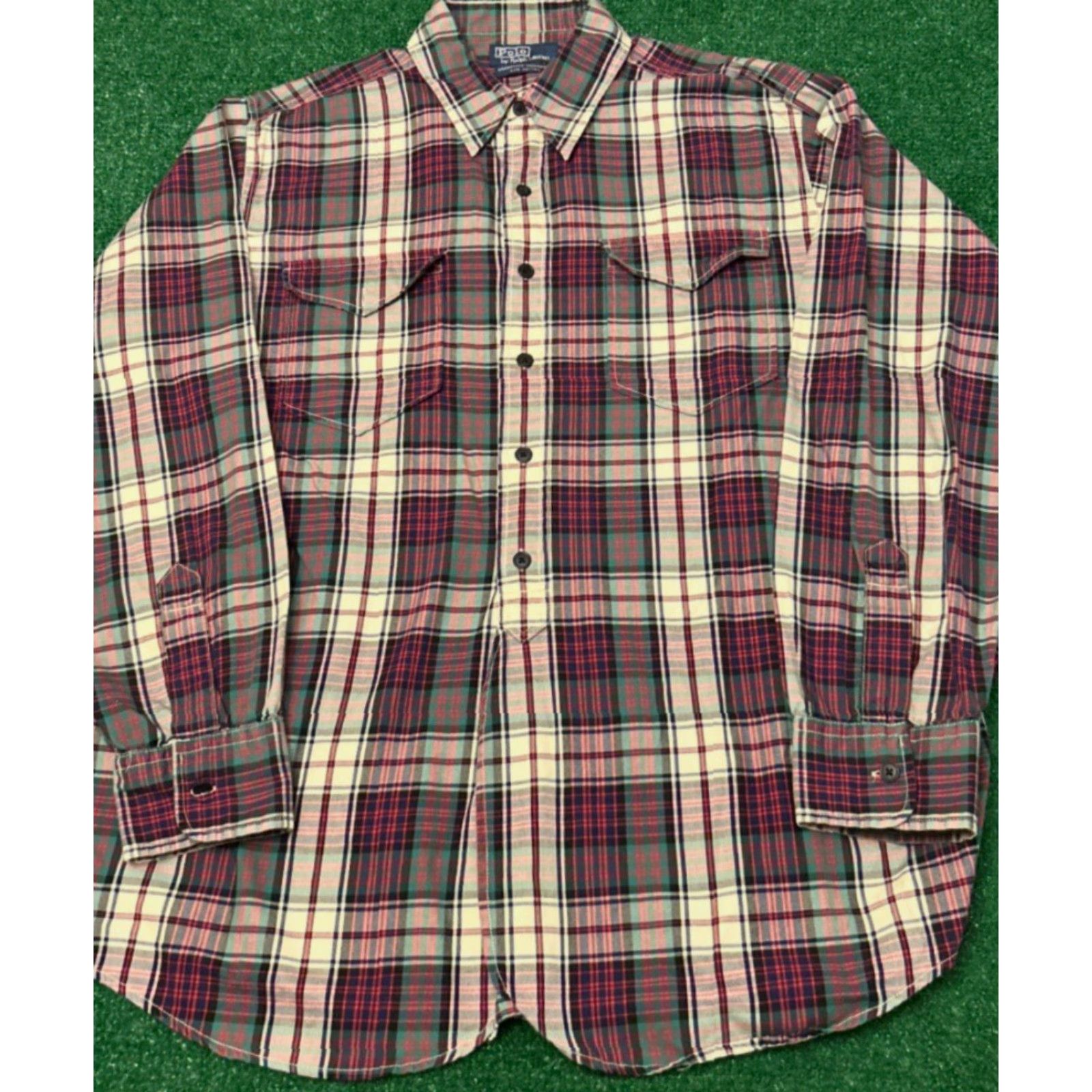 Polo Ralph Lauren VINTAGE Polo Ralph Lauren Woodsman Workshirt Button Up Plaid Shirt Mens Large Red 90s Outdoors Classic USA Size US L / EU 52-54 / 3 - 3 Thumbnail