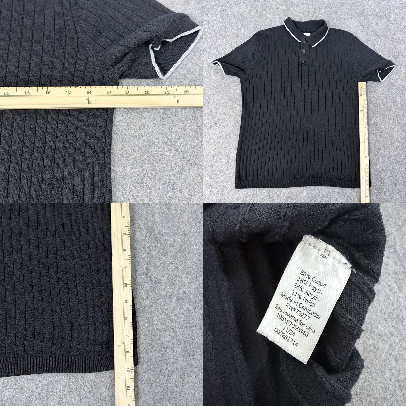 Vintage Sonoma Polo Shirt Short Sleeve Lightweight Ribbed Black Men's Medium Polo Shirt Black Size US M / EU 48-50 / 2 - 8 Thumbnail