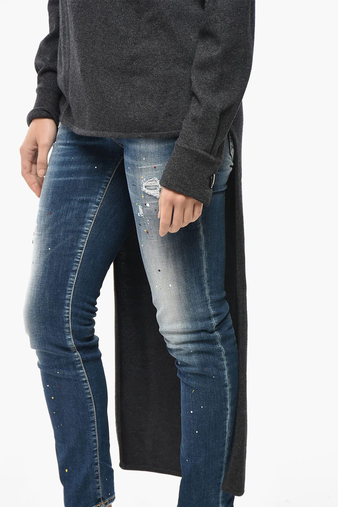 Givenchy og1mm0326 Wool-Blend High-Neck Knit Sweatert in Grey Size S / US 4 / IT 40 - 3 Thumbnail
