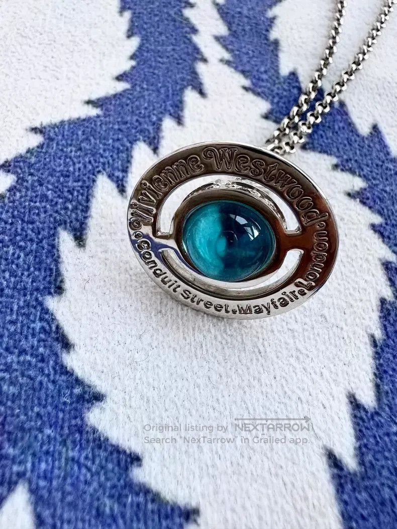 Vivienne Westwood Vivienne Westwood Teal medium-sized Saturn Orb necklace Size ONE SIZE - 5 Thumbnail