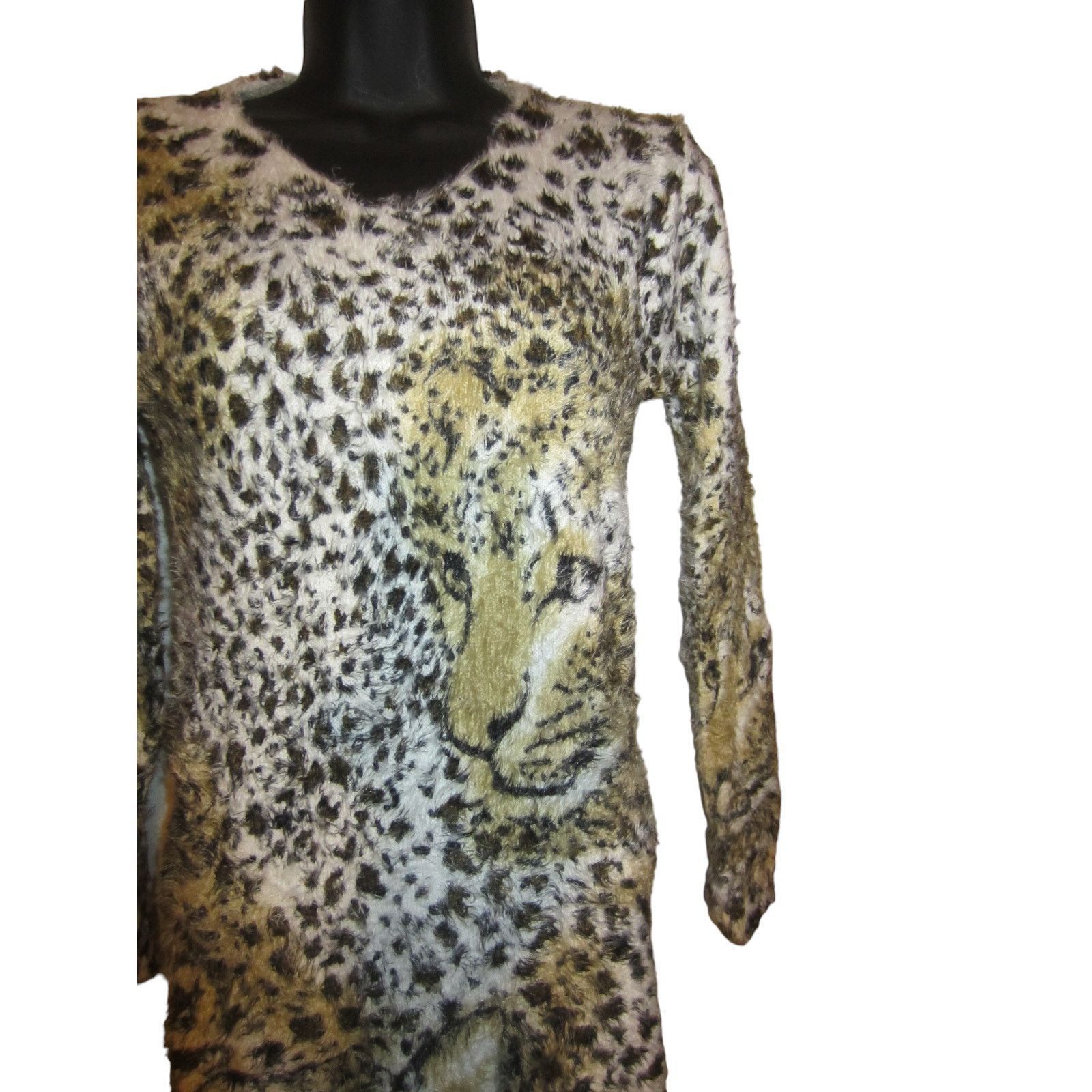 Other Y2K Animal Print Leopard Bodycon Dress Long Sleeve DENIMAXX Size M / US 6-8 / IT 42-44 - 3 Thumbnail