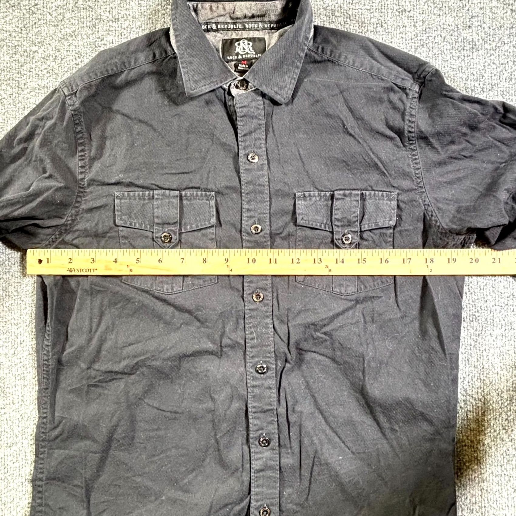 Vintage Rock & Republic Button-Up Shirt Mens M Black Cotton Long Sleeve Utility Workwear Size US M / EU 48-50 / 2 - 7 Thumbnail