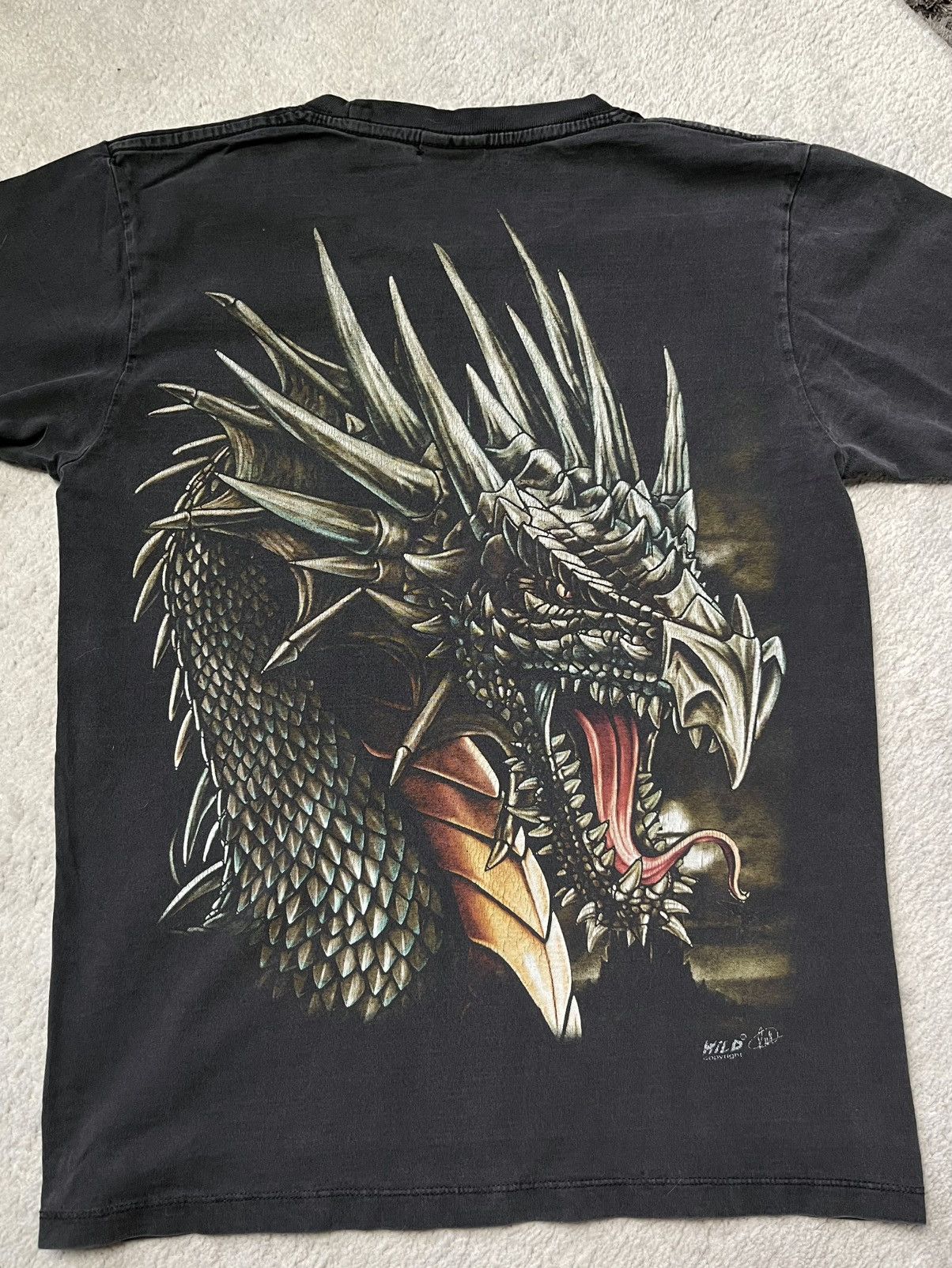 Vintage Vintage Black Green T-Shirt Tee Big Print Dragon Fantasy Size US S / EU 44-46 / 1 - 7 Thumbnail
