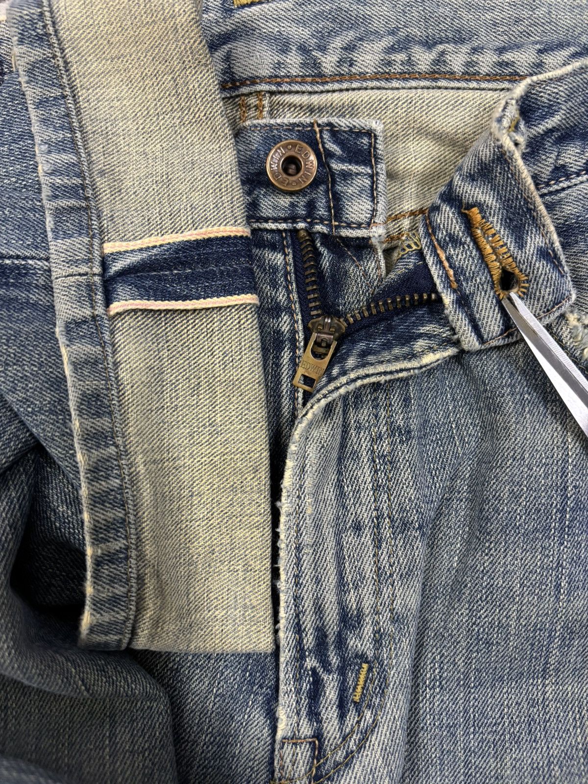 Edwin Vintage Edwin 505X Selvedge Mud Wash Loose Distressed Jeans Size US 31 - 5 Thumbnail