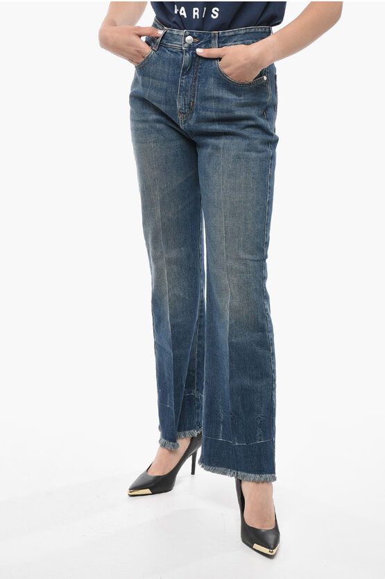 image of Stella Mccartney Cropped Fit Vintage Wash Bootcut Denims 27Cm in Blue, Women's (Size 26)