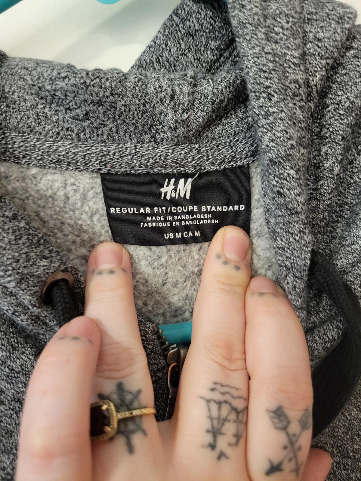 H&M Gray Zip-Up Hoodie Sweatshirt with Hood Size US M / EU 48-50 / 2 - 4 Thumbnail