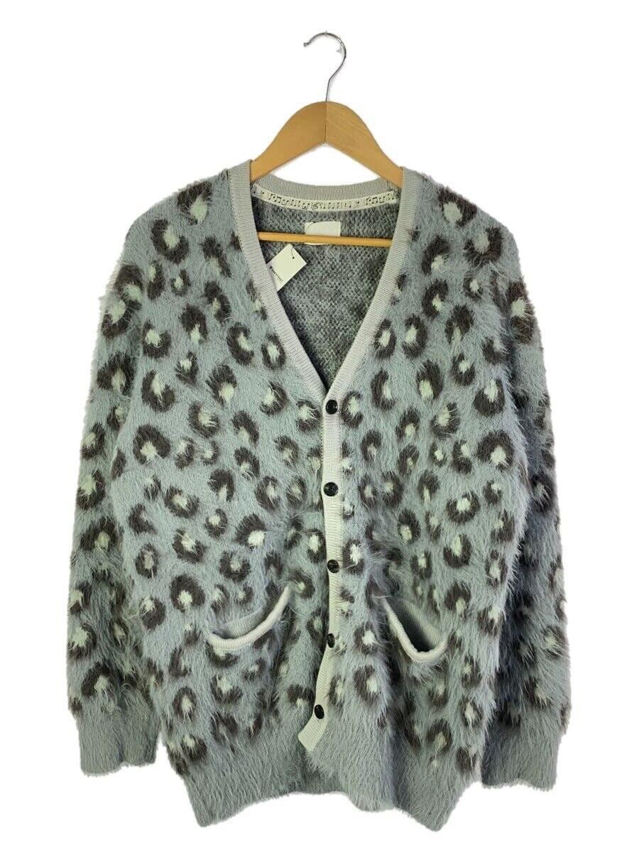 image of Number N Ine Leopard Fuzzy Cardigan in Grey, Men's (Size XL)
