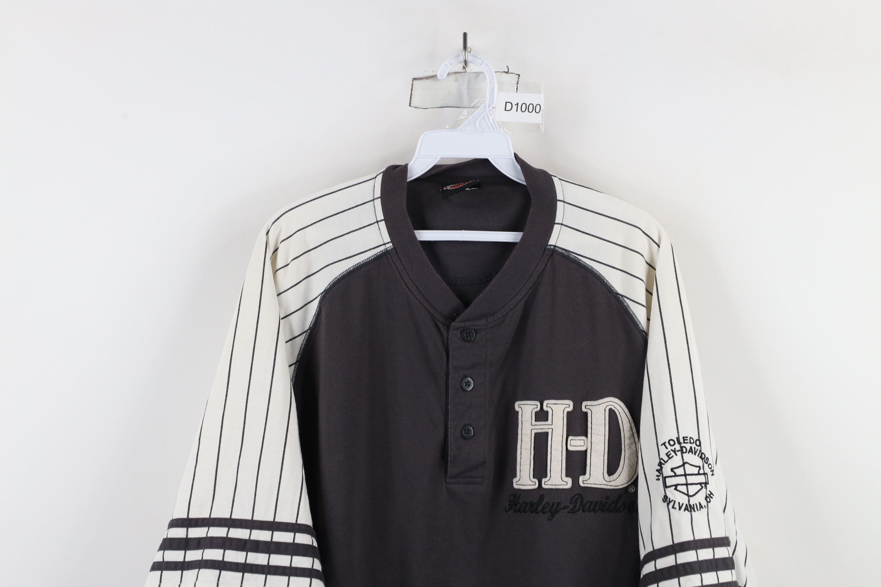 Harley Davidson × Vintage Vintage 90s Y2K Harley Davidson Baseball Henley T-Shirt Gray Size US XXL / EU 58 / 5 - 2 Thumbnail