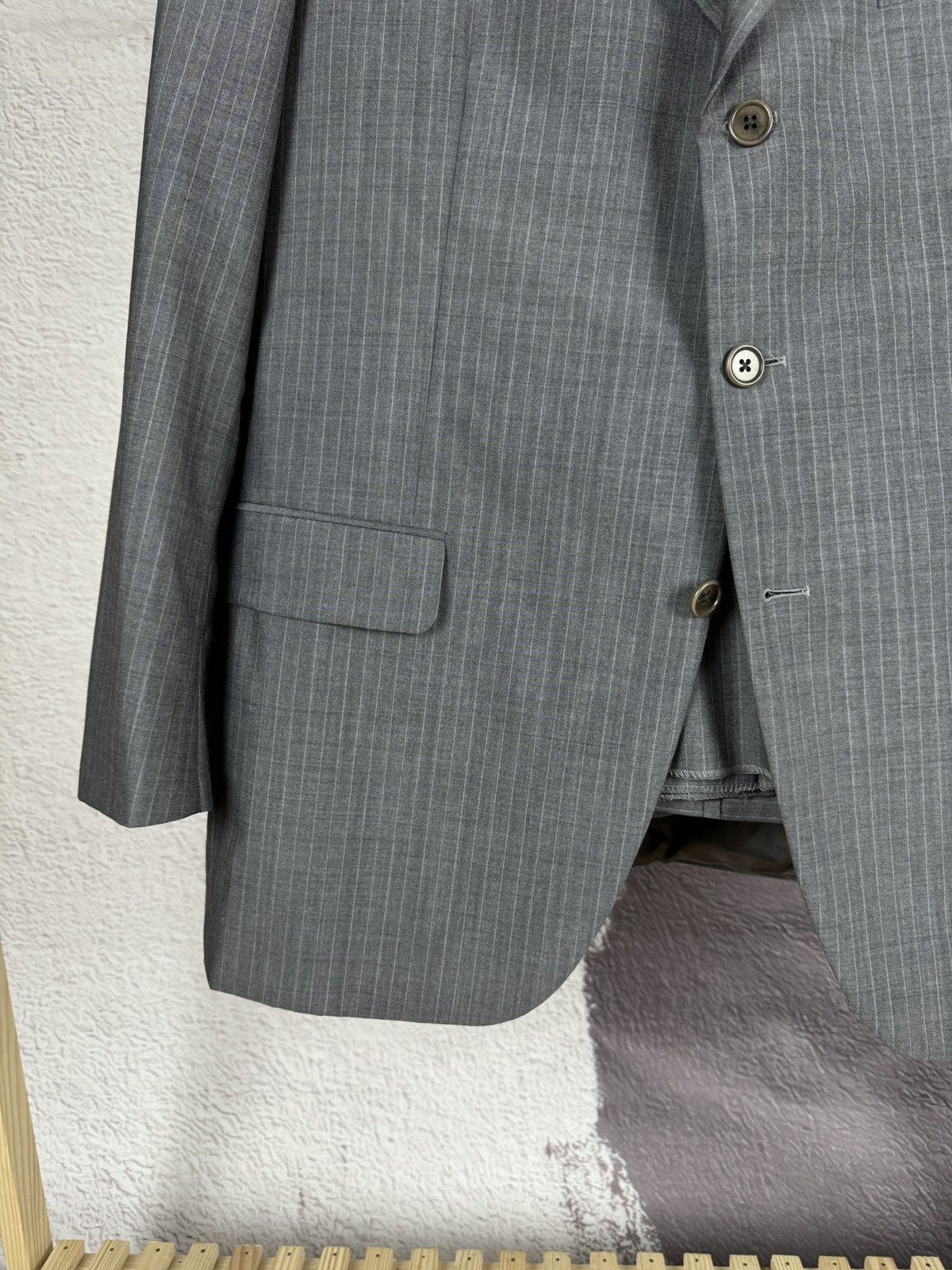 Burberry Burberry London wool silk striped grey 2 pcs suit 3 button Size 46R - 6 Thumbnail