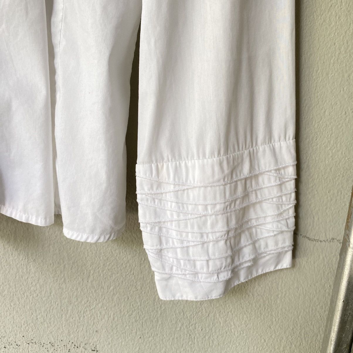 Emporio Armani EMPORIO ARMANI White Ruffle Cuff Fitted Shirt Size M / US 6-8 / IT 42-44 - 8 Thumbnail