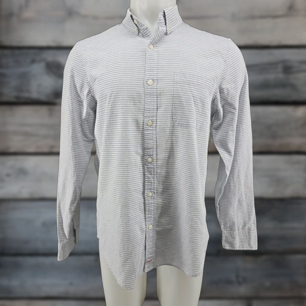 Vineyard Vines Vineyard Vines Button-Up Murray Shirt Striped Blue Slim Fit Cotton Linen Men M Long Sleeve Size US M / EU 48-50 / 2 - 1 Thumbnail