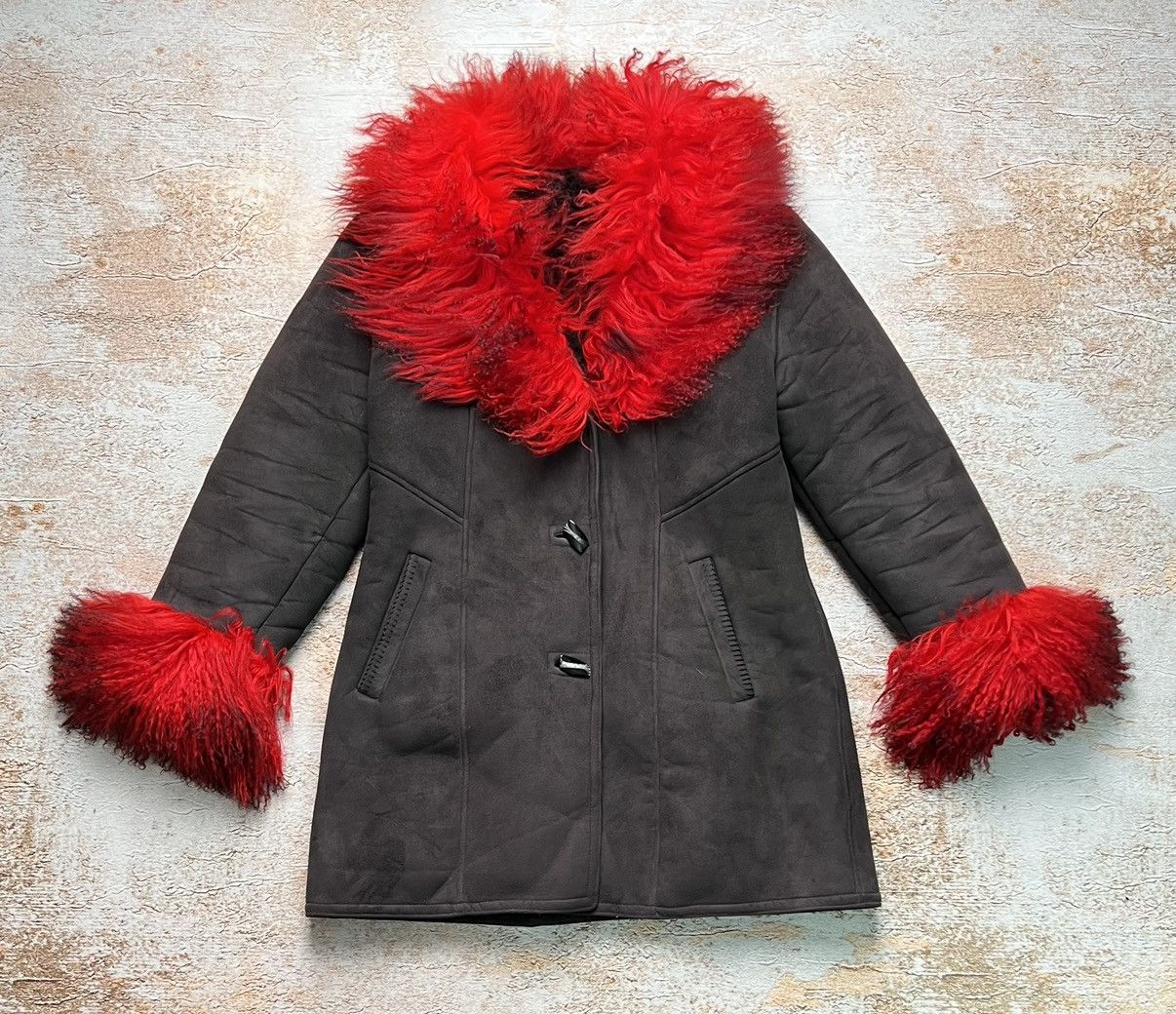 image of 20471120 x If Six Was Nine Vintage Japanese Heavy Super Warm Coat in Black Red, Women's (Size Small