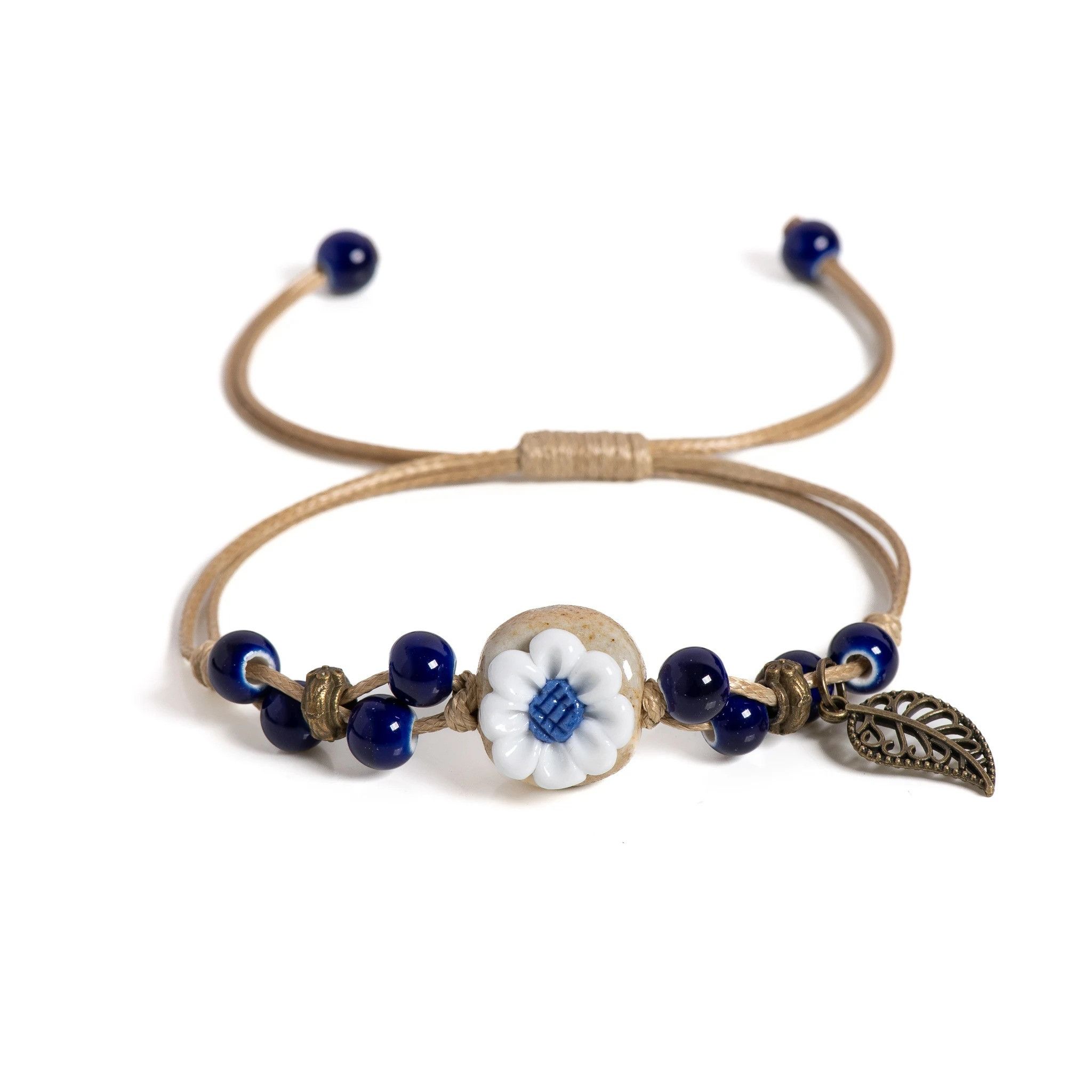 Handmade Sunflower Leaf Ceramic Bracelet Jewelry Gift For Her Size ONE SIZE - 1 Preview