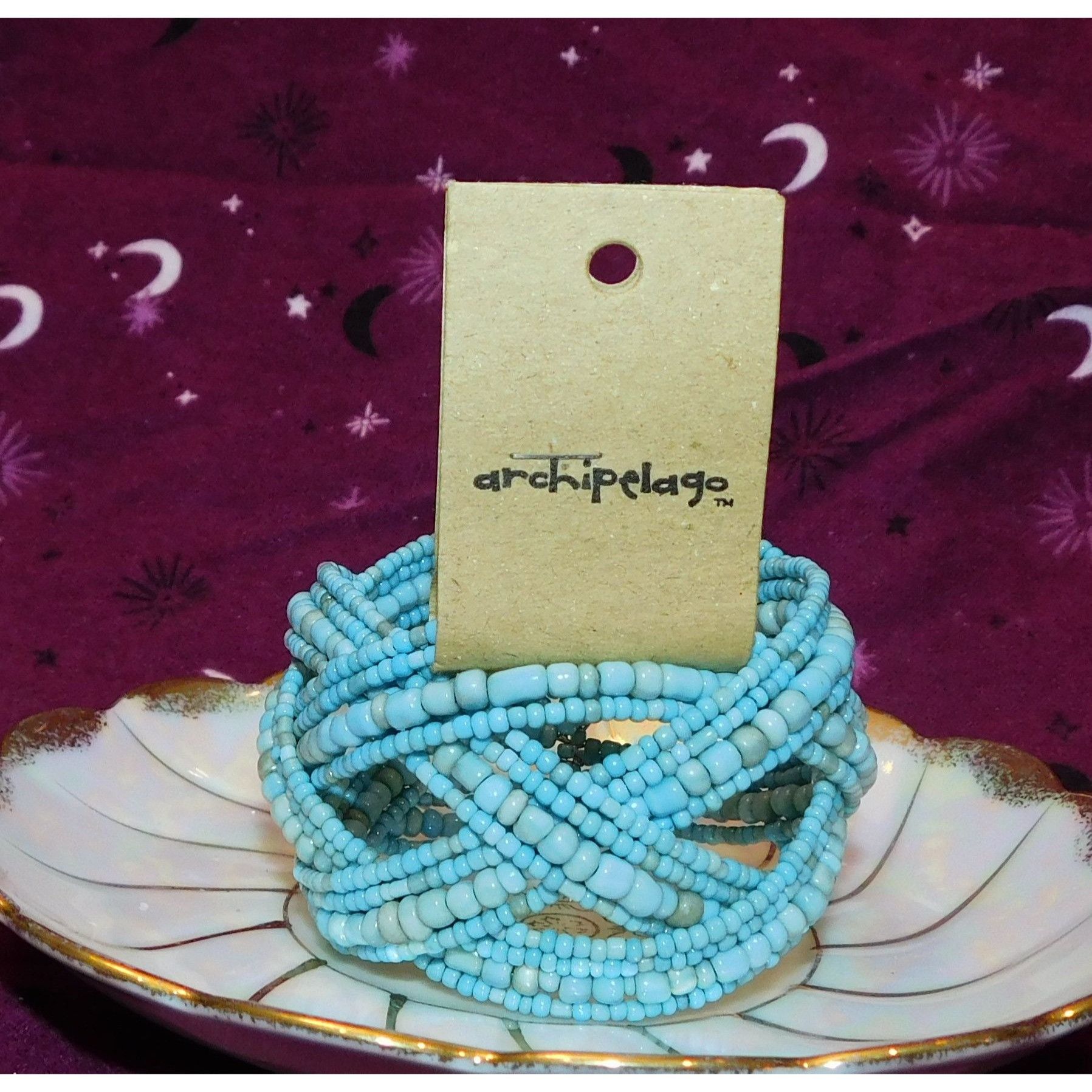 Other Archipelago Handmade Blue beaded Cuff Bracelet Size ONE SIZE - 2 Thumbnail