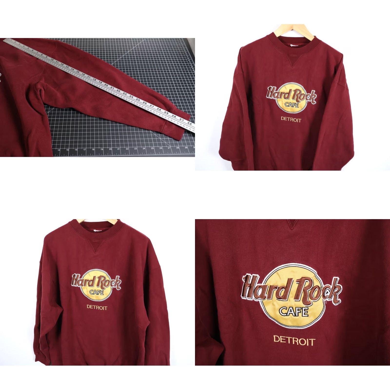 Hard Rock Cafe VINTAGE Hard Rock Cafe Detroit Sweatshirt Adult 2XL Dark Red Embroidered Logo 90s Size US XXL / EU 58 / 5 - 8 Thumbnail