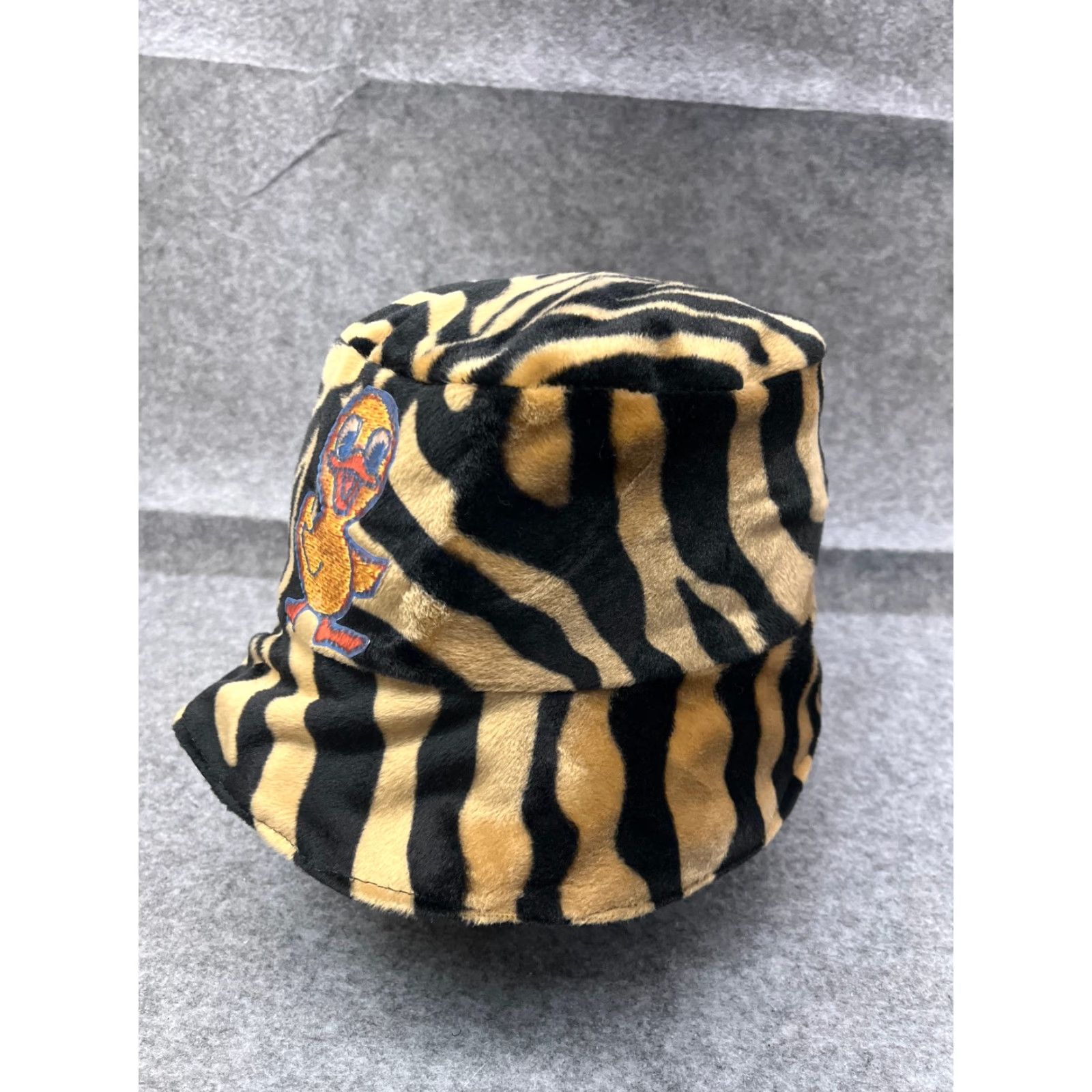 Vintage Duck Bucket Hat Adult One Size Beige Black Zebra Print Poly Blend Reversible Size ONE SIZE - 4 Thumbnail