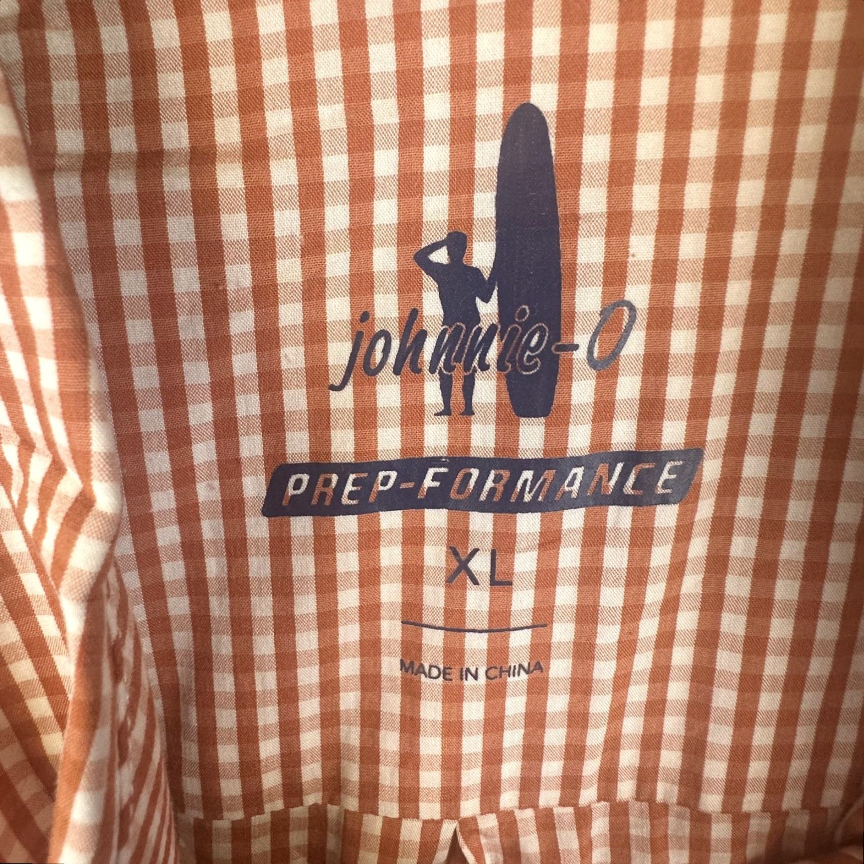 johnnie-O johnnie-O Shirt Mens XL Orange Check Button-Down Performance Size US XL / EU 56 / 4 - 5 Thumbnail