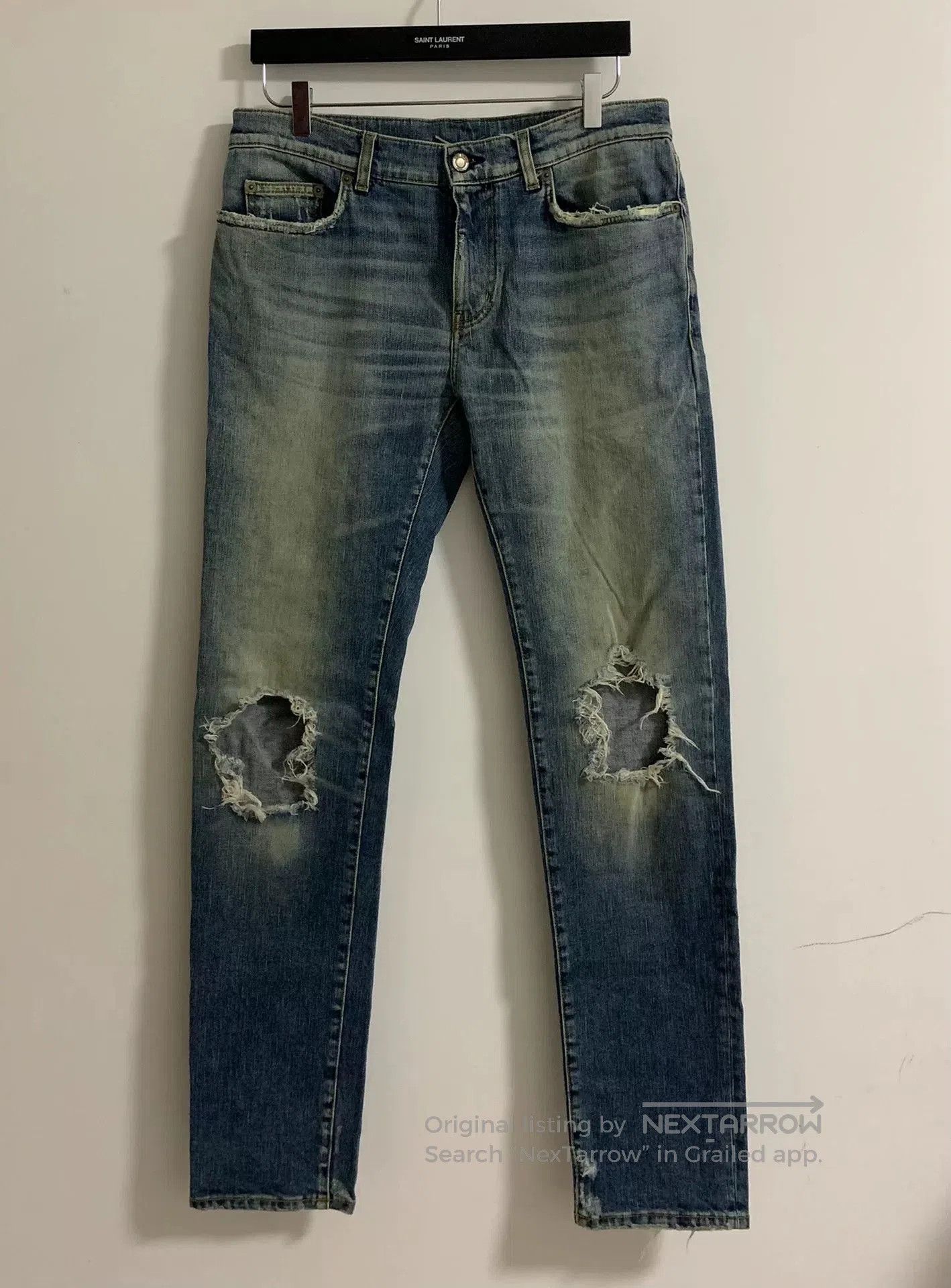 Saint Laurent Paris Saint Laurent Blue Distressed Denim Pants. Size US 32 / EU 48 - 1 Thumbnail