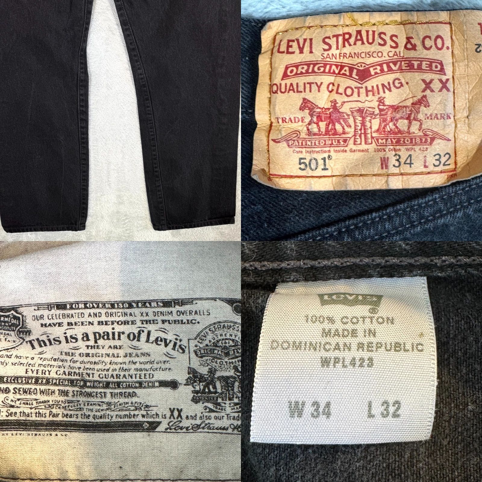 Levi's Levi’s 501 Men’s Jeans Button Fly Black Denim Straight 38 x 32 Regular Mens Jeans Size US 38 / EU 54 - 8 Thumbnail