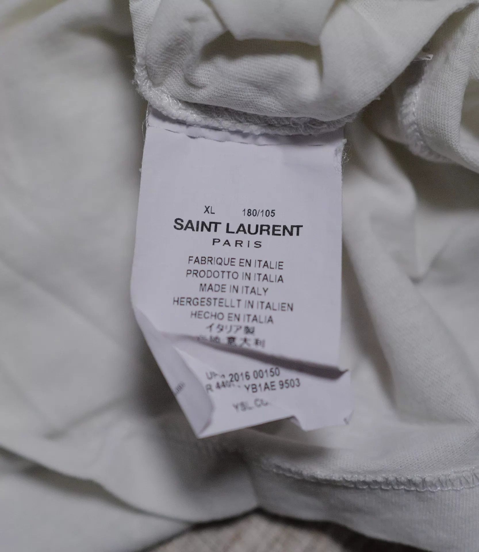 Saint Laurent Paris SLP 16AW Cream White Hand Painted Distressed Tee XL Size US XL / EU 56 / 4 - 4 Thumbnail