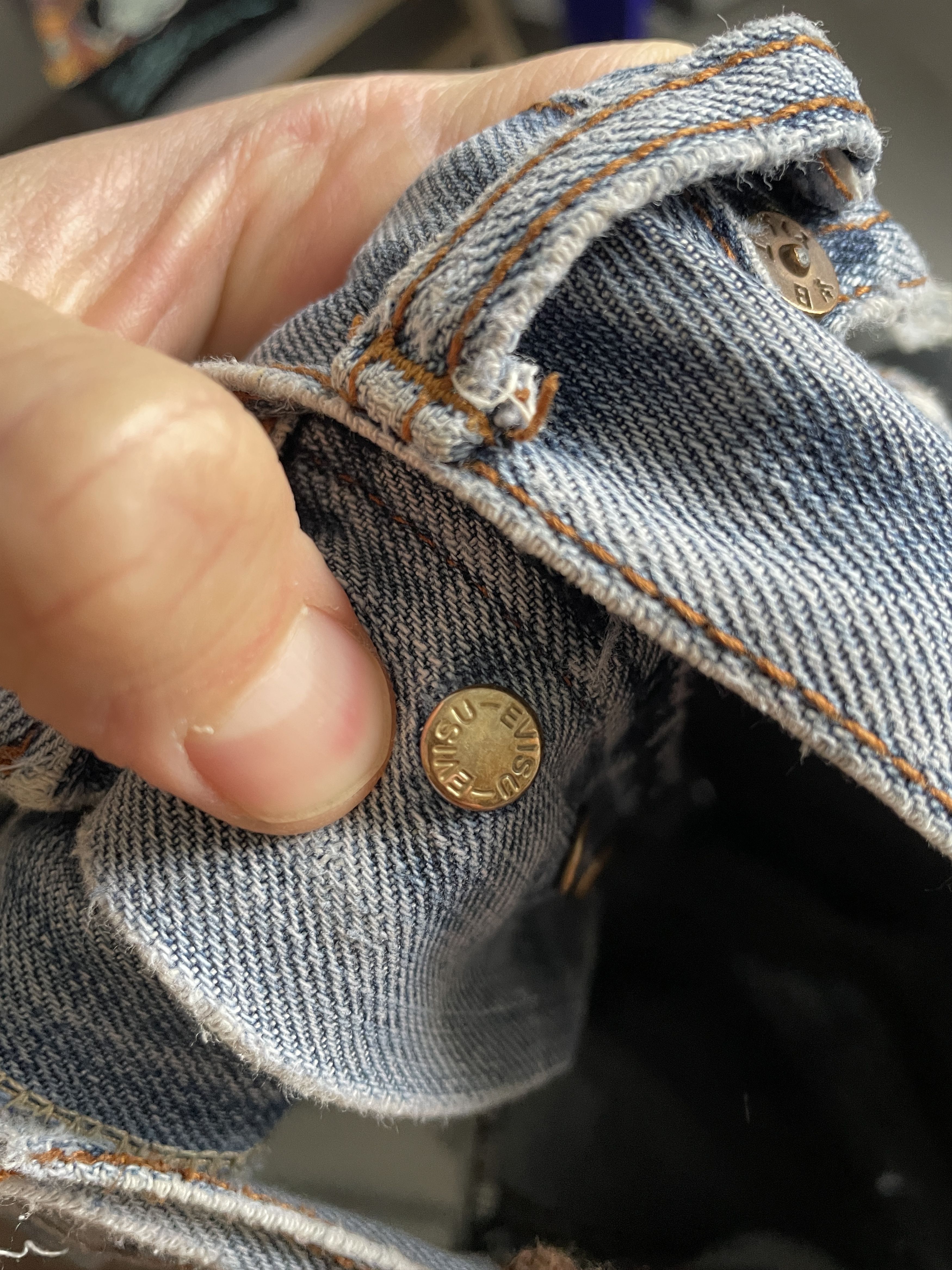 Evisu VINTAGE Y2K EVISU DISTRESSED LIGHT BLUE DENIM GOLD LOGO Size US 30 / EU 46 - 15 Thumbnail