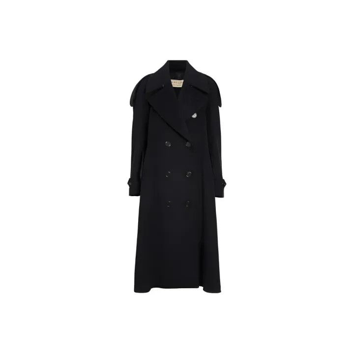 Burberry Women's Wool Long Coat in Black 0079