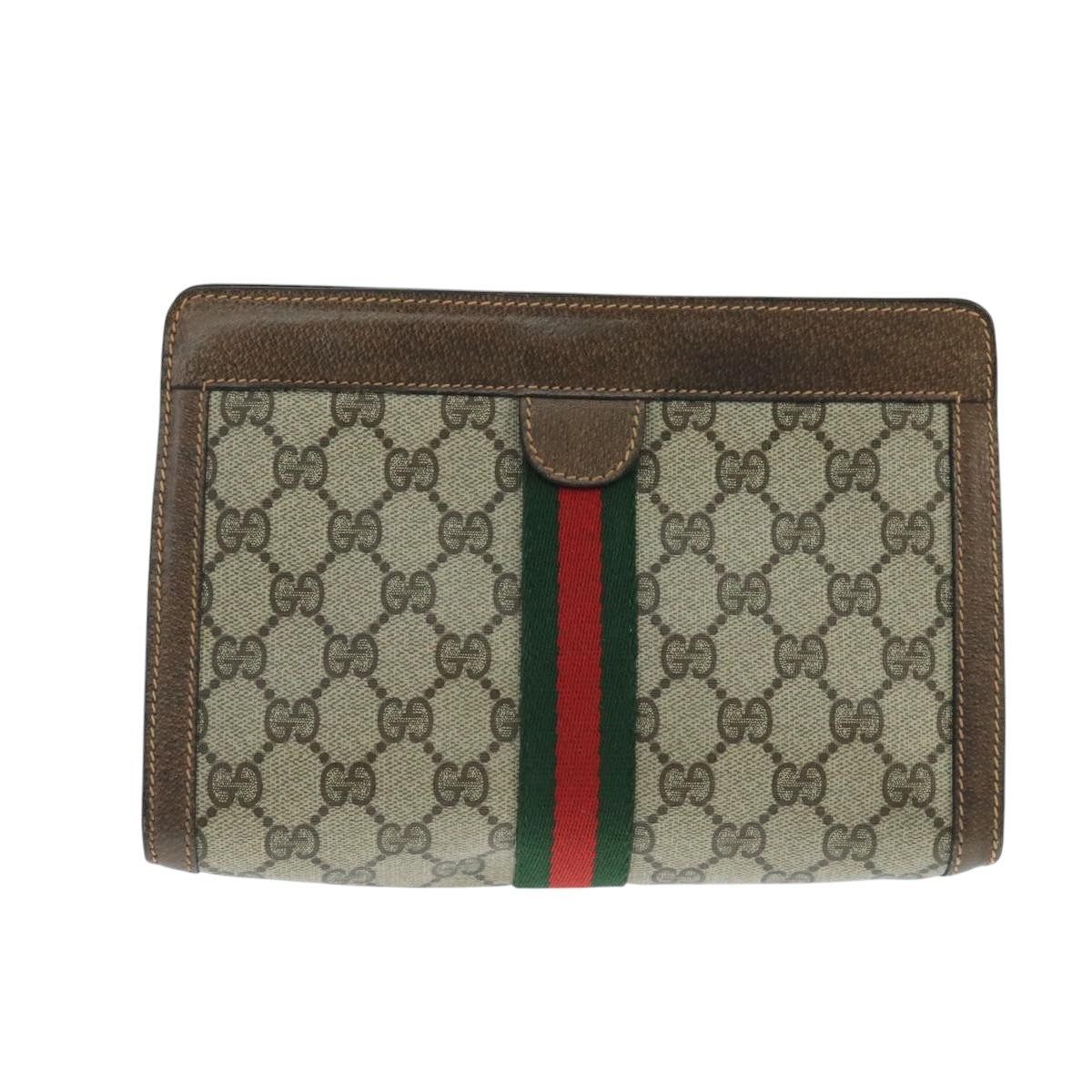 Gucci GUCCI GG Supreme Web Sherry Line Clutch Bag Pvc Beige Red Size ONE SIZE - 2 Thumbnail