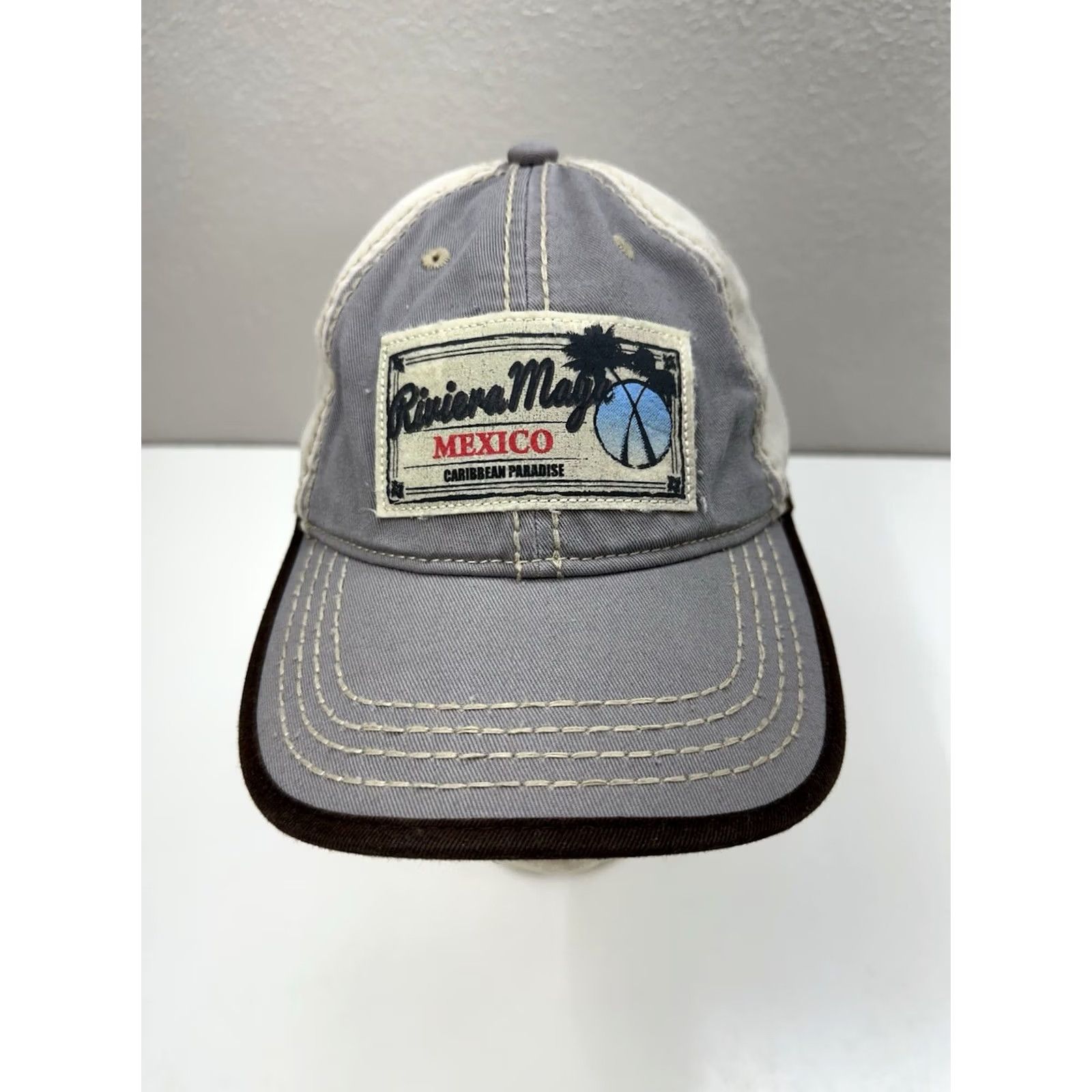 Vintage Banana Bay Head Gear Snapback Hat Riviera Maya Mexico Gray Patch Adjustable Cap Men Summer Beach Outdoor Cap Size ONE SIZE - 2 Thumbnail