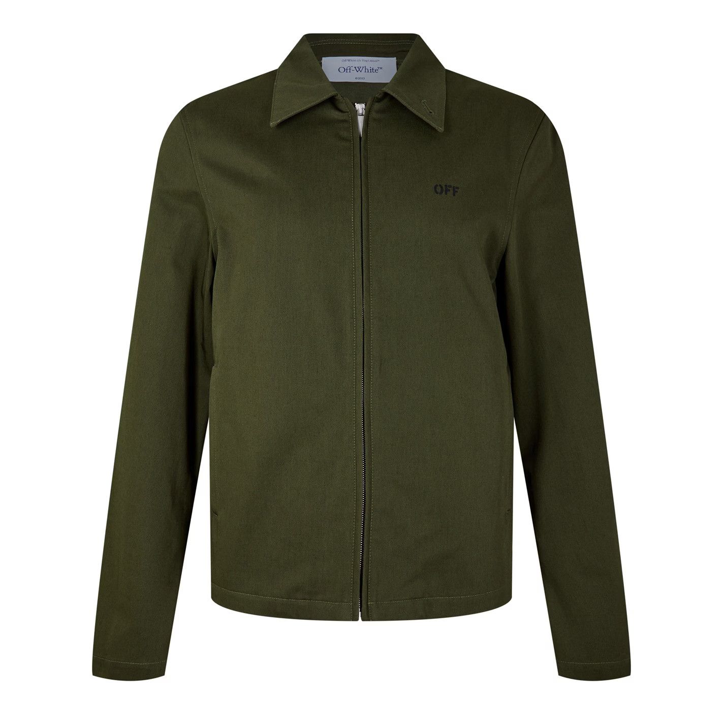 Off-White o1g2r1mq0326 Arrow Long Sleeve Zip Overshirt in Khaki Size US XL / EU 56 / 4 - 1 Thumbnail
