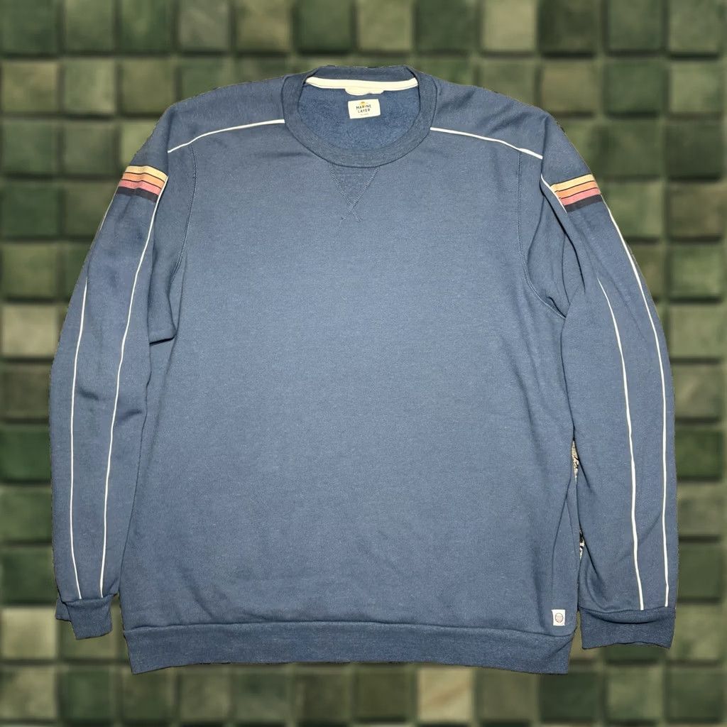 Marine Layer Marine Layer Sweatshirt Mens 2XL Blue Sunset Stripe Rainbow Colorblock Size US XXL / EU 58 / 5 - 1 Thumbnail