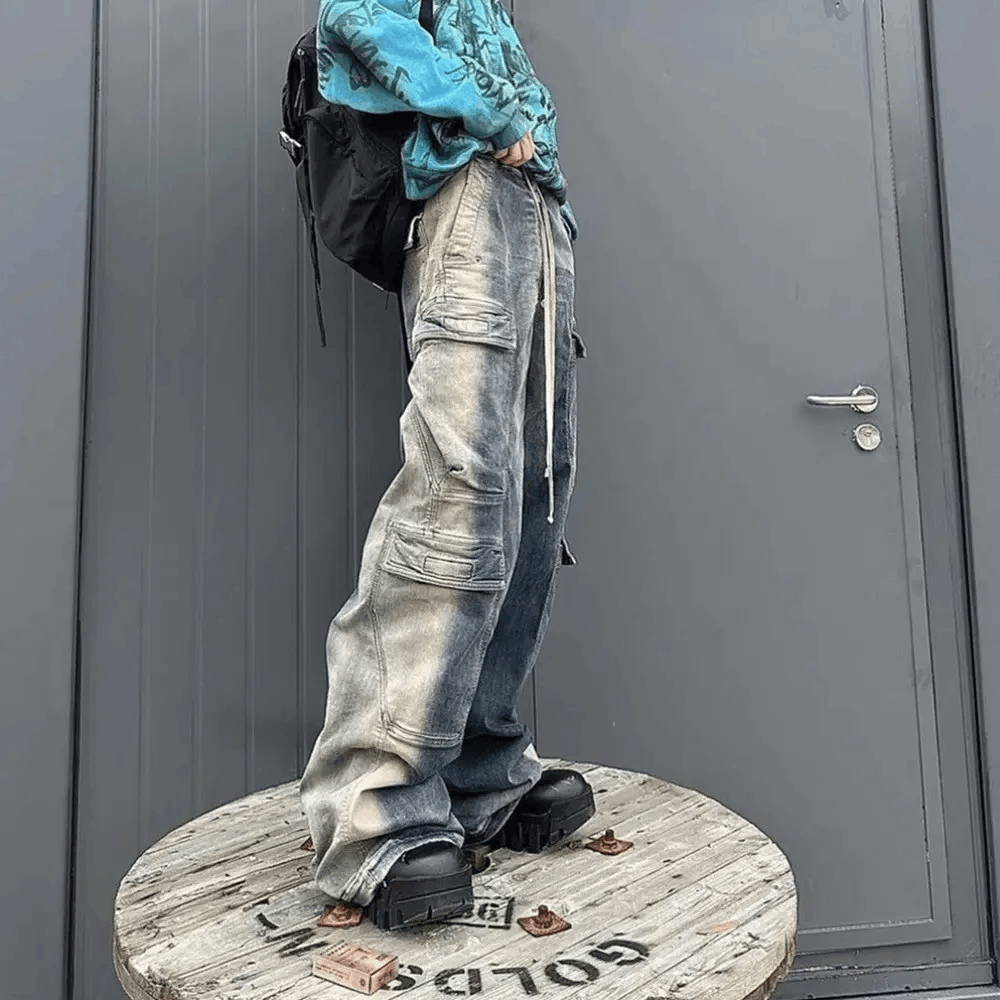 Designer × Vintage Jeans with ribbons and pockets style Harajuku y2k Size US 34 / EU 50 - 3 Thumbnail
