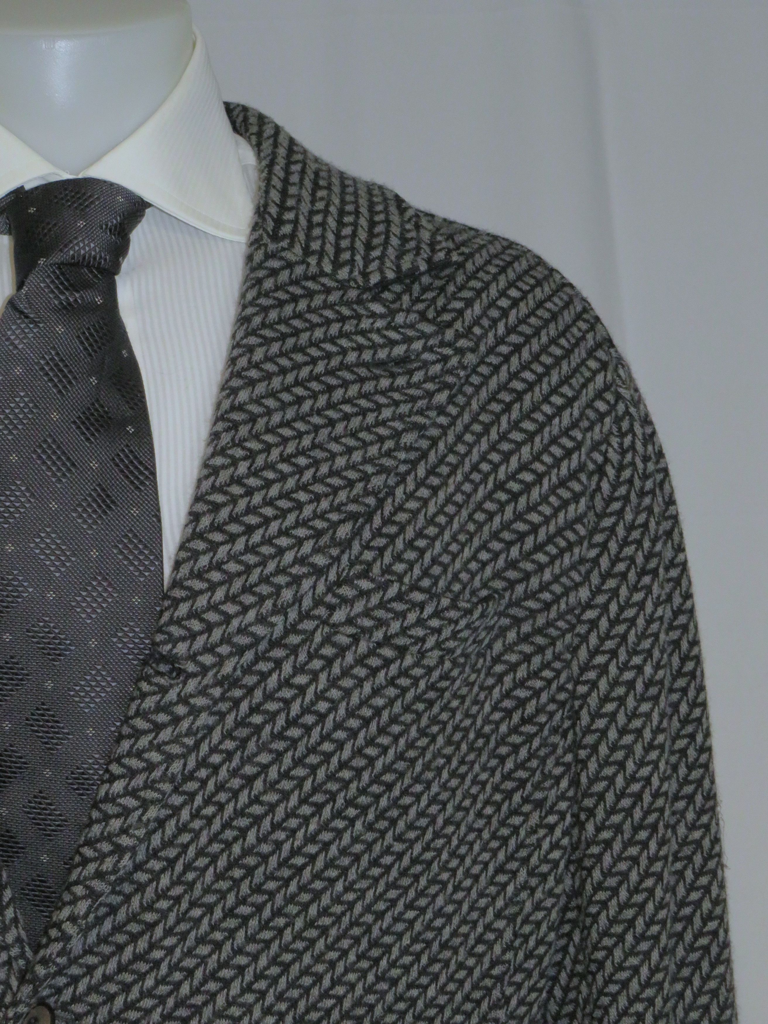 Giorgio Armani Black Label Gray Geometric Recent Sweater Jacket 50 Size 50R - 5 Thumbnail