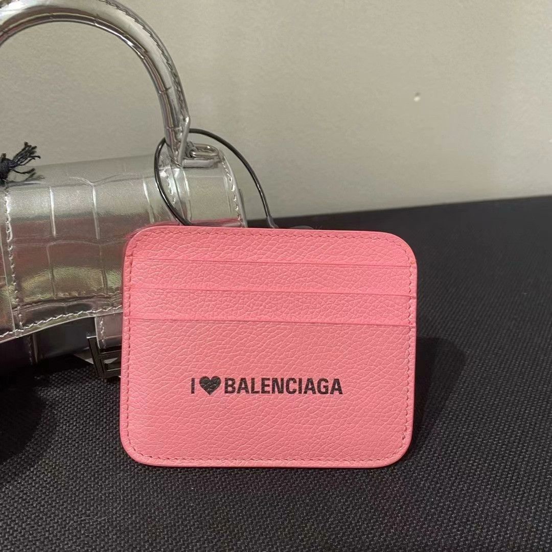 Balenciaga Balenciaga Pink Oil Wax Leather Card Holder Size ONE SIZE - 1 Thumbnail