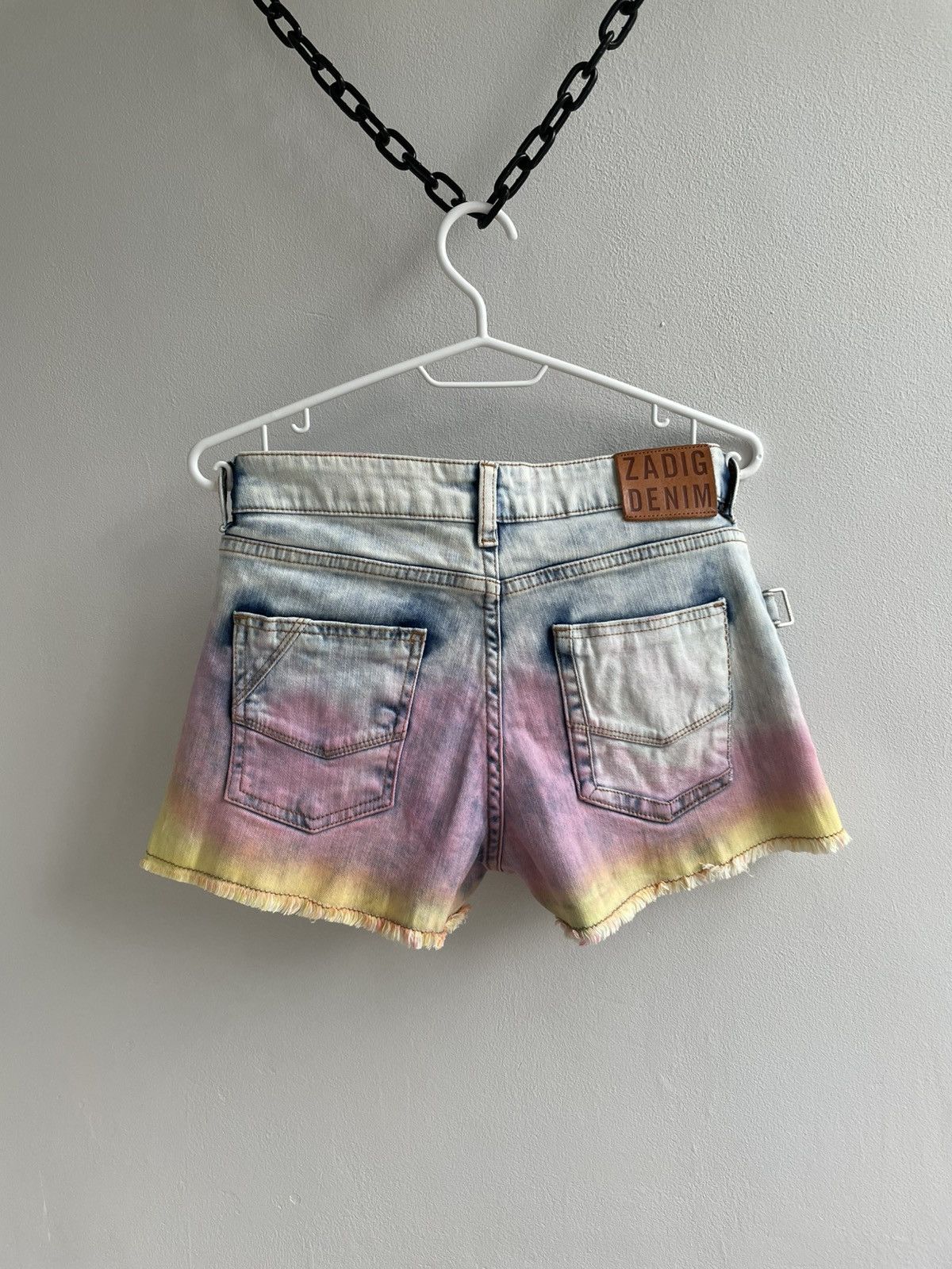 Designer × Zadig & Voltaire Zadig & Voltaire Gradient Denim Mini Short Multicilor Rare Size 34" / US 12 / IT 48 - 1 Thumbnail