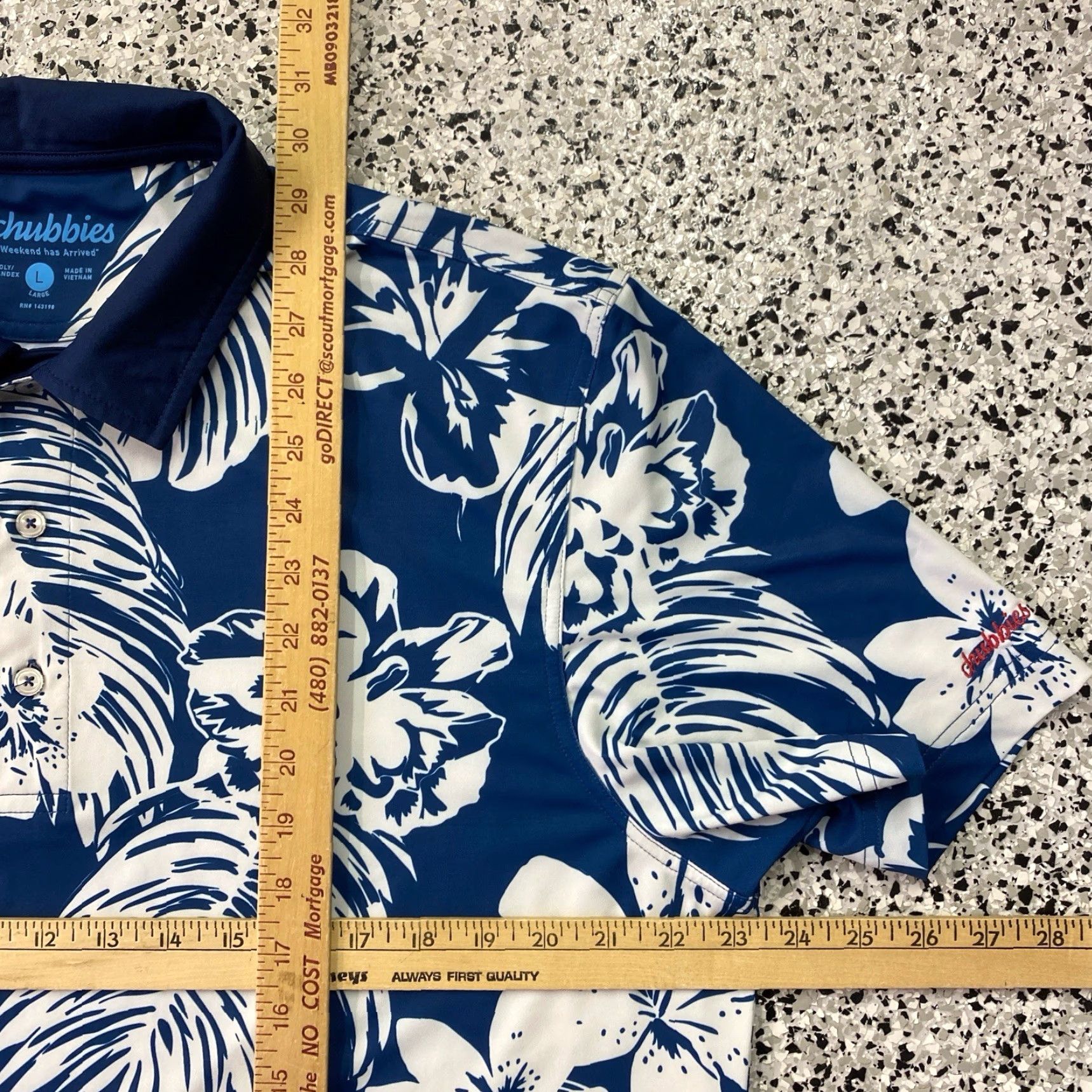 Chubbies Chubbies Polo Shirt Men L Blue Floral Leaf Print Performance Golf Wicking Beach Size US L / EU 52-54 / 3 - 3 Thumbnail