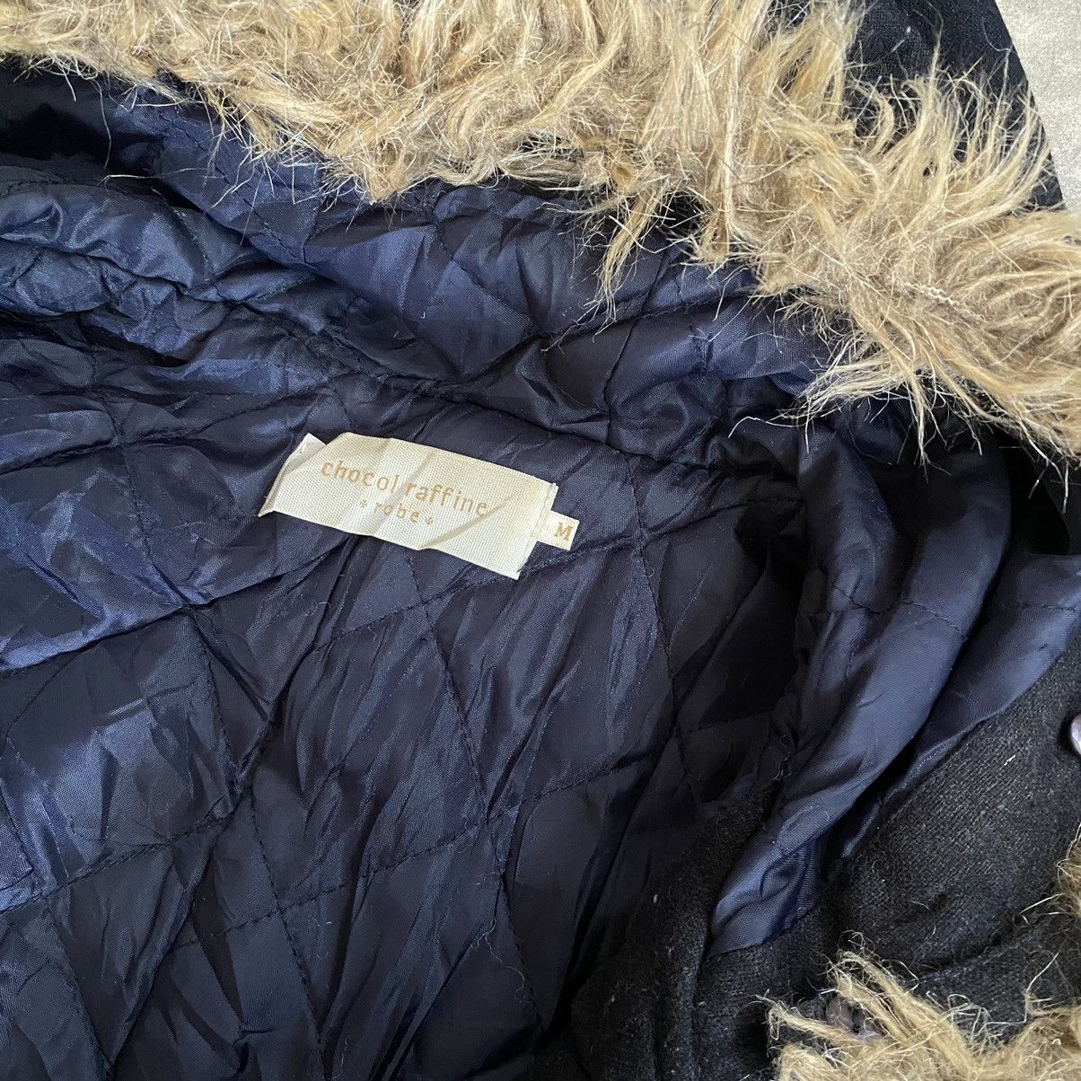 Chocol Raffine Wool Fur Hoodie Jacket