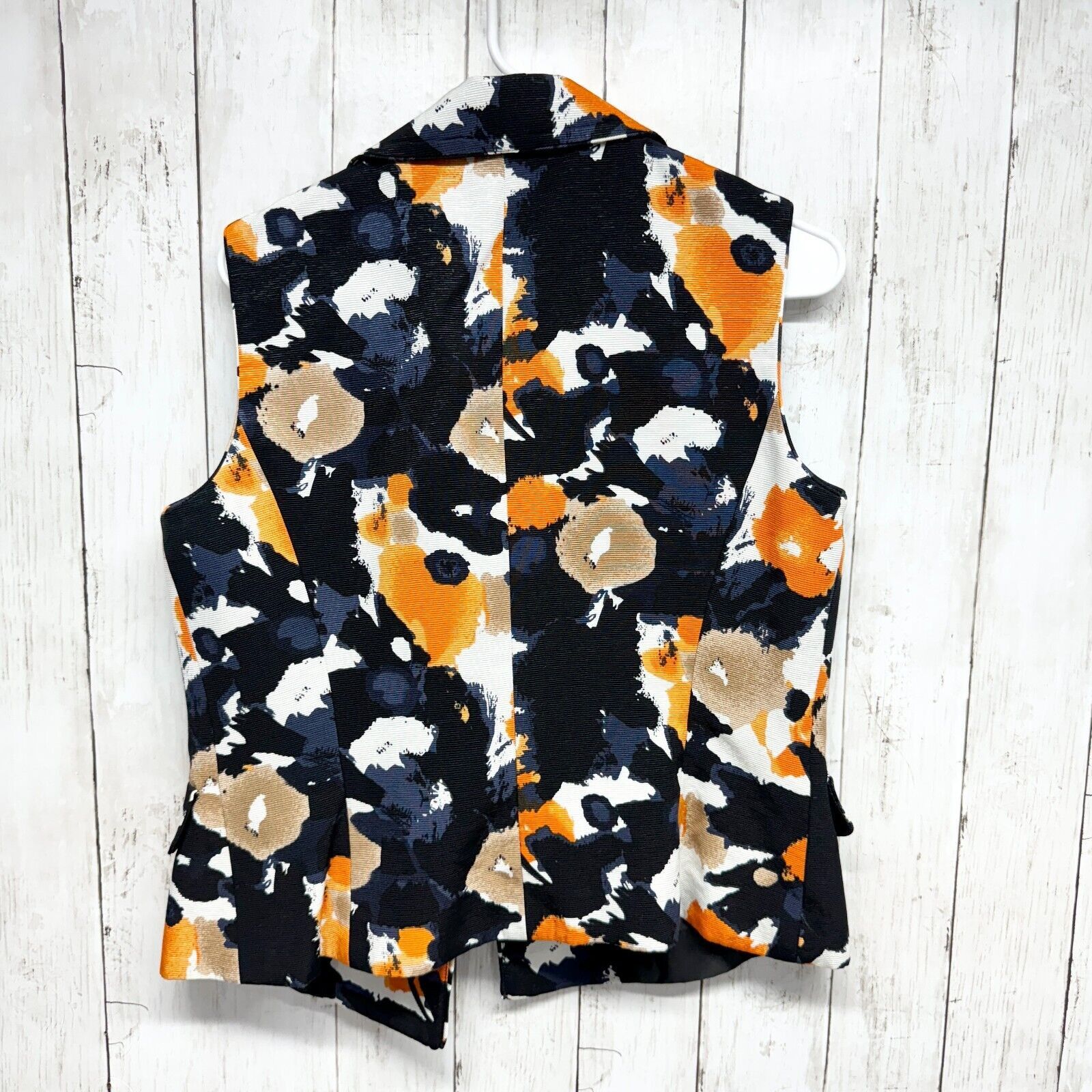 Elie Tahari Tahari Vest 6 Orange & Blue Button Down Sleeveless Abstract Size M / US 6-8 / IT 42-44 - 3 Thumbnail