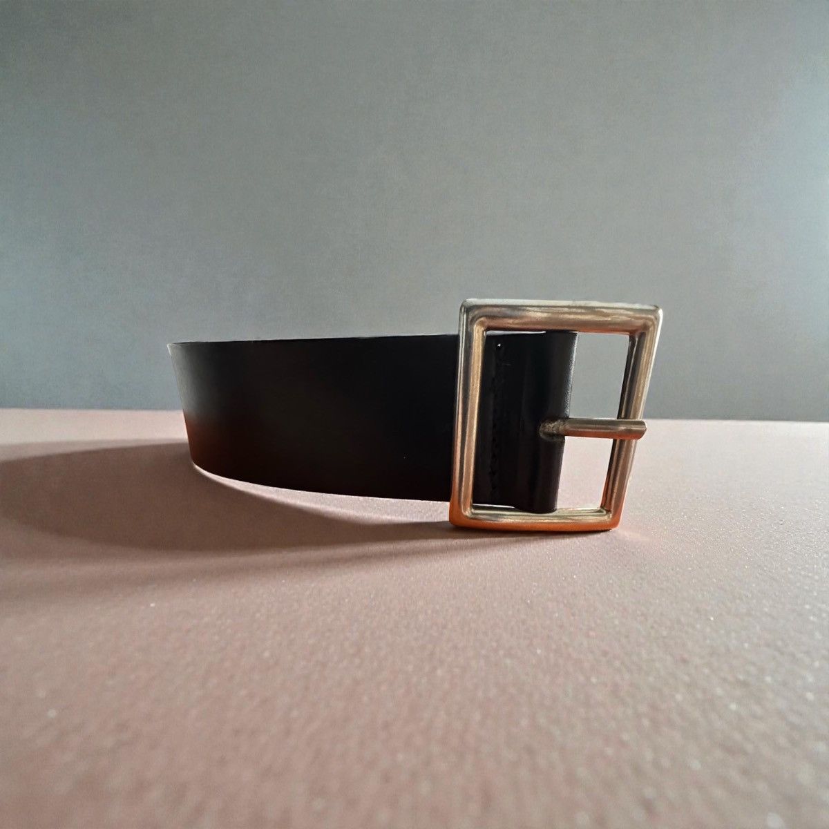 Ann Demeulemeester Black Leather Belt with Silver Buckle Size 44 - 3 Thumbnail