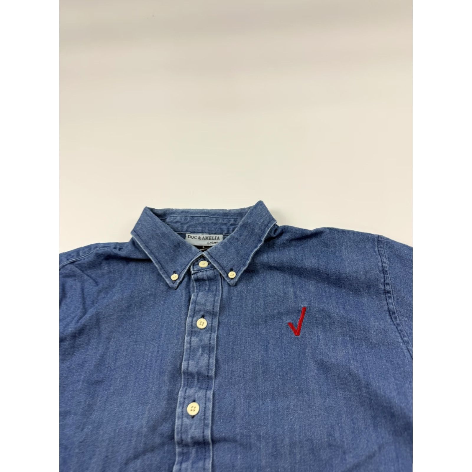 Denime Verizon Shirt Mens Large Blue Denim Button Front Logo Embroidered Size US L / EU 52-54 / 3 - 2 Thumbnail