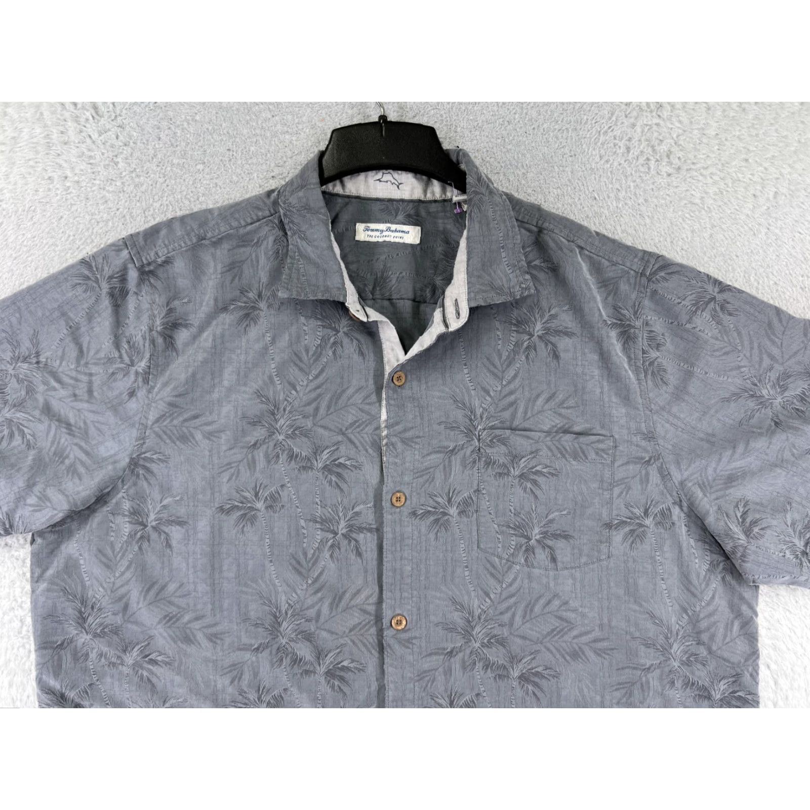 Tommy Bahama Tommy Bahama Shirt Men 2XL Gray Button-Up Hawaiian Palm The Coconut Point Tencel Blend Size US XXL / EU 58 / 5 - 7 Thumbnail