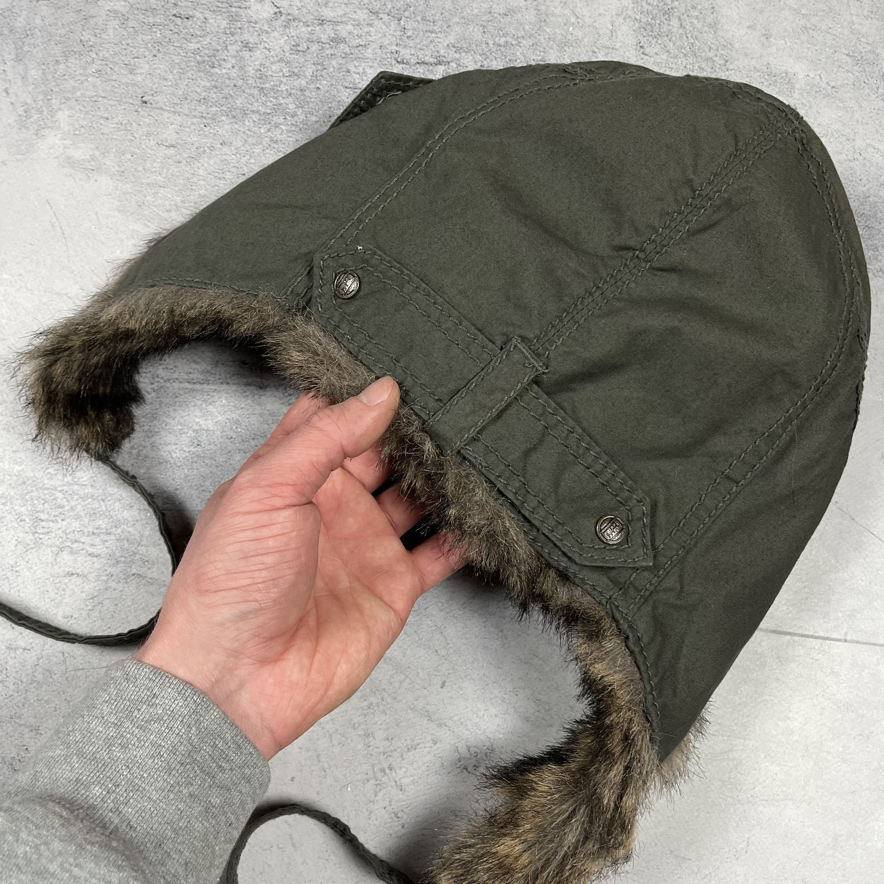 Diesel Vintage Diesel Y2K Faux Fur Aviator Hat Earflap Cap 00’s Size ONE SIZE - 8 Thumbnail