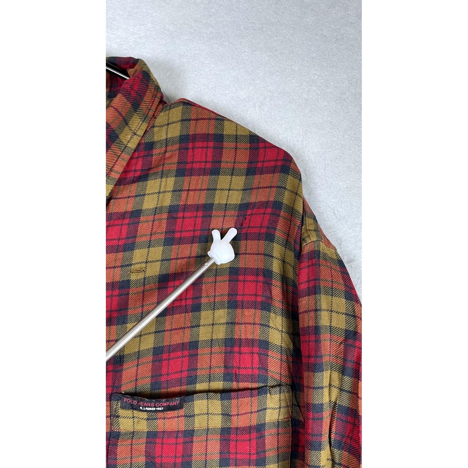 Vintage Polo Jeans Company Shirt Mens Large Red Plaid Flannel Long Sleeve Button Front Size US L / EU 52-54 / 3 - 4 Thumbnail