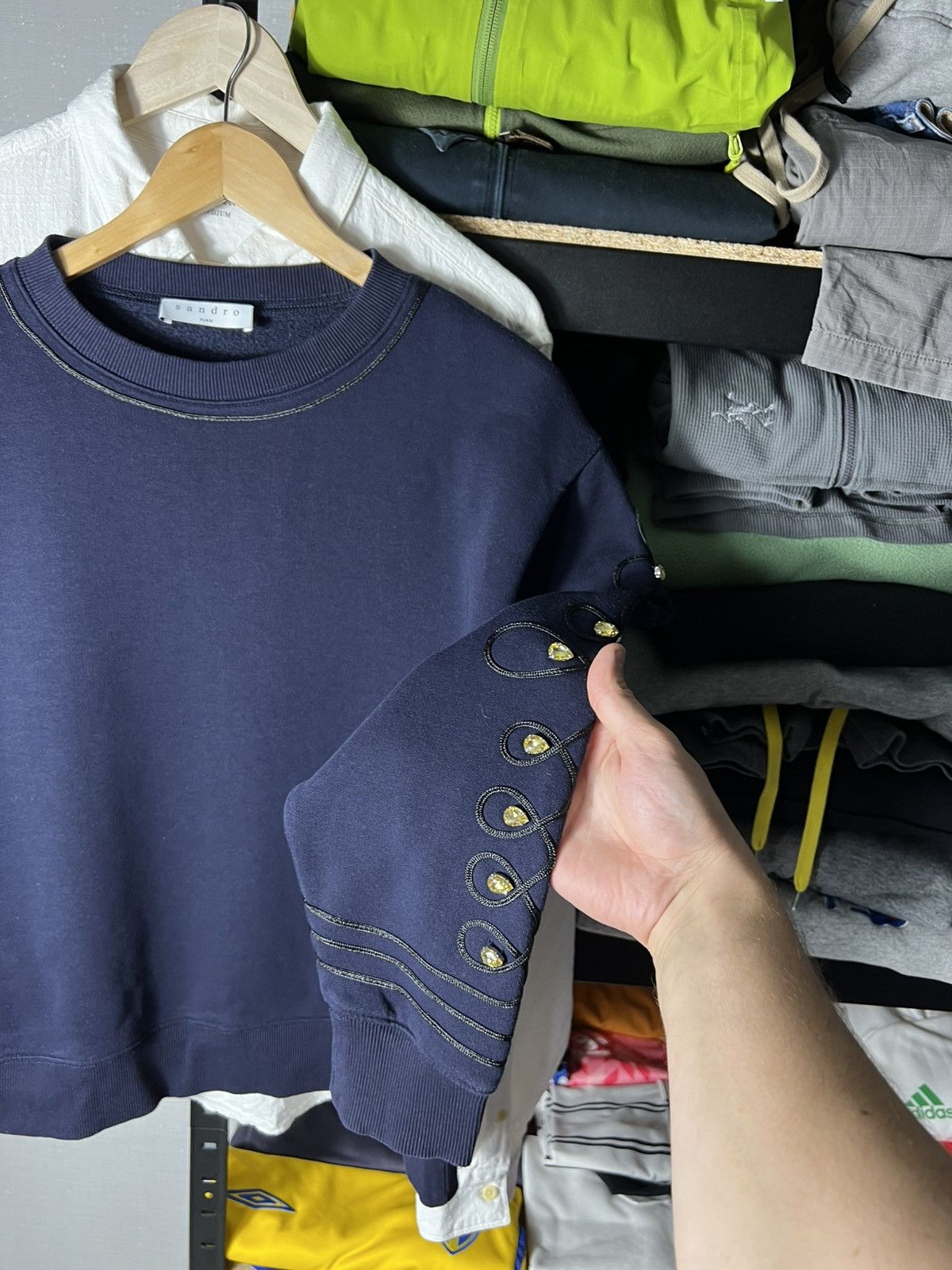 Sandro Sandro Natty Embroidered Rhinestone M Dark Navy Sweatshirt 2 Size M / US 6-8 / IT 42-44 - 3 Thumbnail