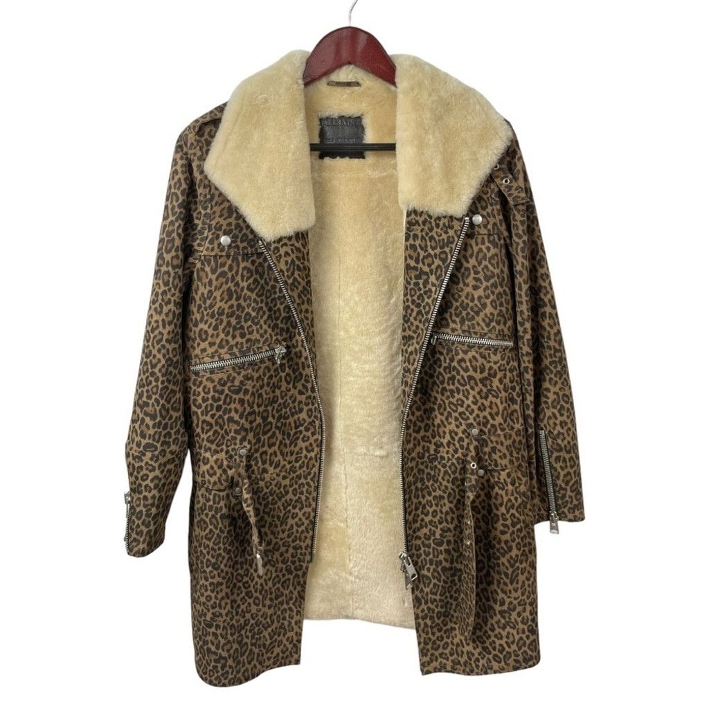Allsaints AllSaints Collins Leopard Nubuck & Shearling Jacket US XS/2 Size XS / US 0-2 / IT 36-38 - 6 Thumbnail